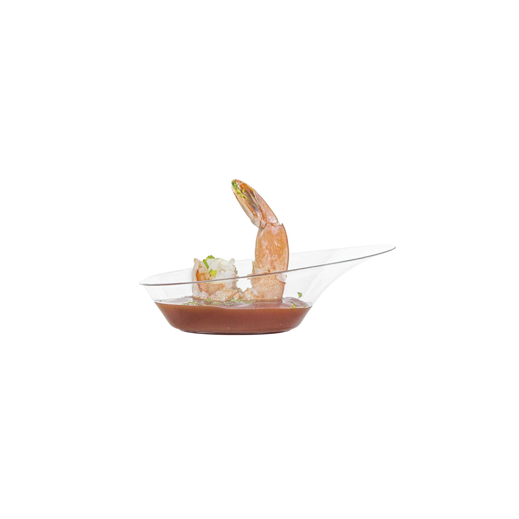 Mini Serve Oval Clear Plastic Ellipse Dish - 4" x 3" x 1 1/4" - 50 count box