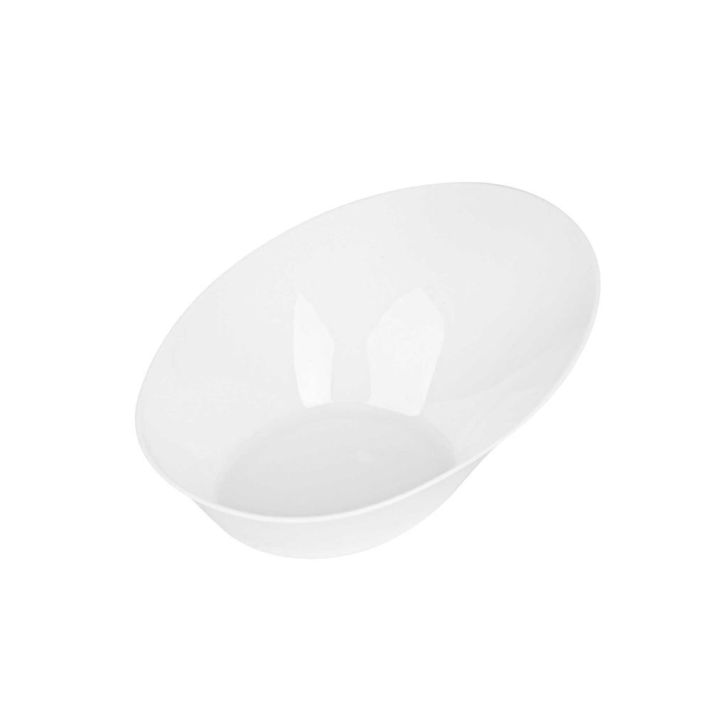 Mini Serve Oval White Plastic Ellipse Dish - 4" x 3" x 1 1/4" - 100 count box