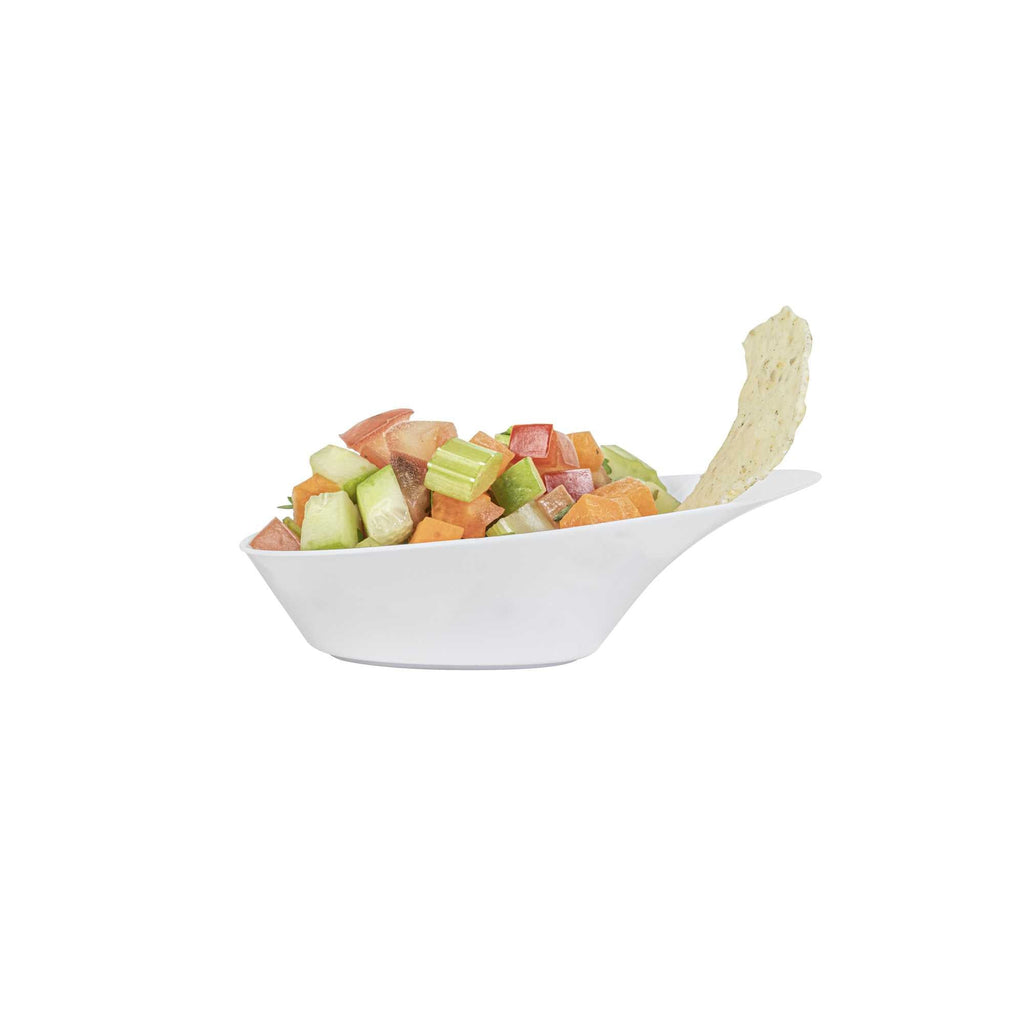 Mini Serve Oval White Plastic Ellipse Dish - 4" x 3" x 1 1/4" - 50 count box
