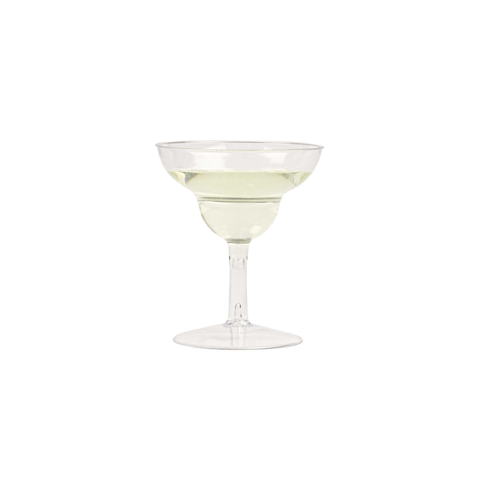 Bev Tek 2 oz Round Clear Plastic Mini Margarita Glass - 2 3/4" x 2 3/4" x 3 1/4" - 100 count box