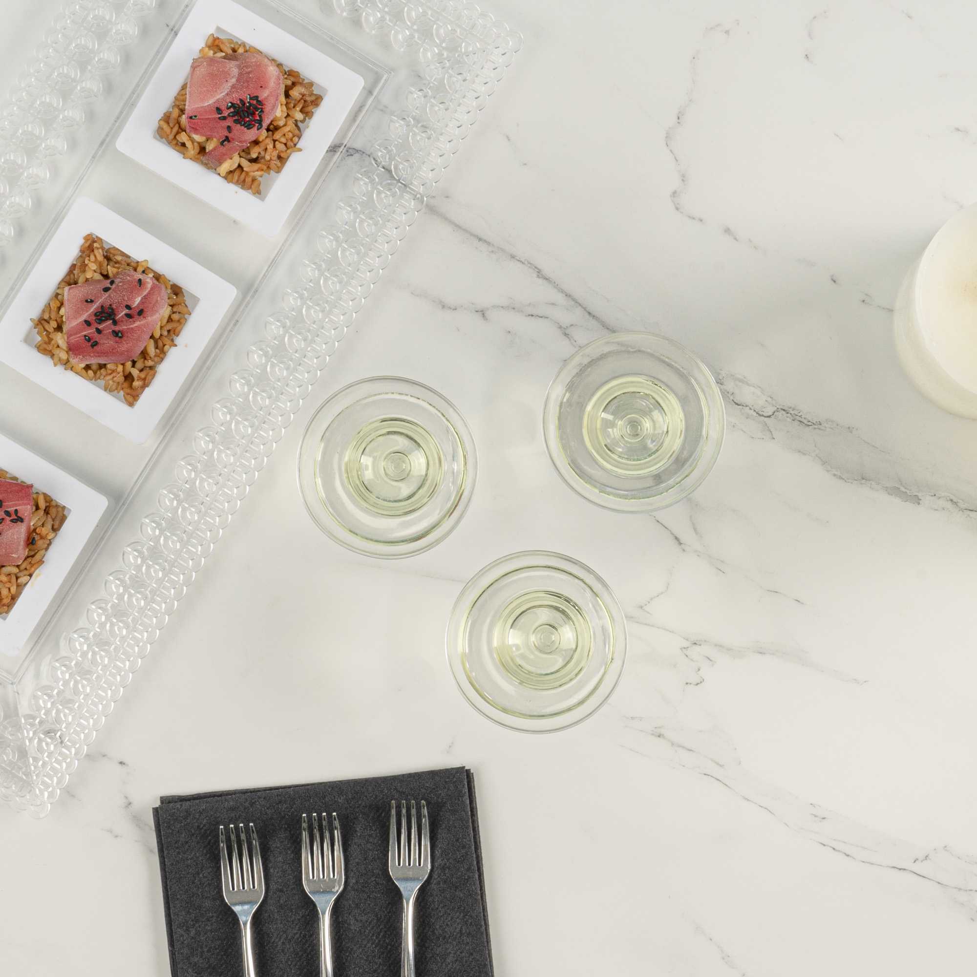 Bev Tek 2 oz Round Clear Plastic Mini Margarita Glass - 2 3/4" x 2 3/4" x 3 1/4" - 100 count box