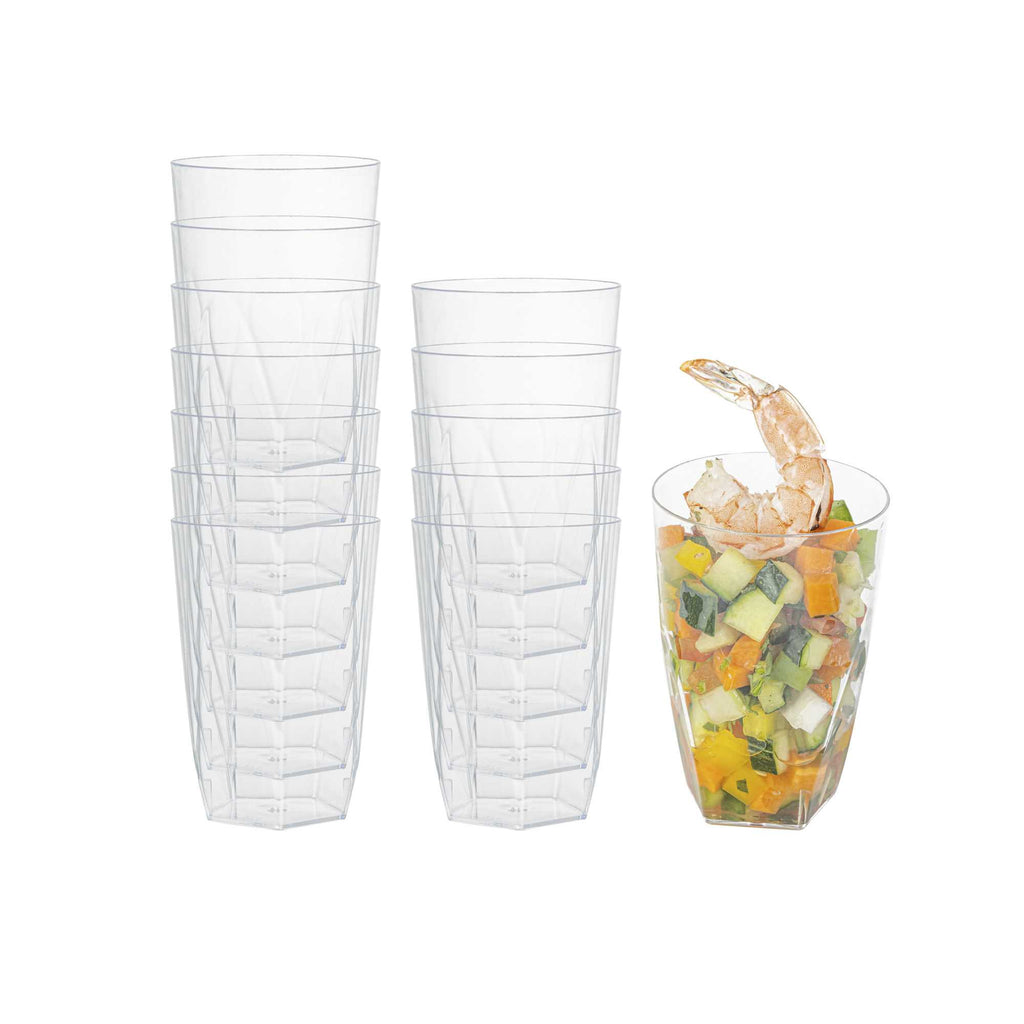 Bev Tek 5 oz Round Clear Plastic Edge Glass - 2 1/4" x 2 1/4" x 3 1/4" - 20 count box