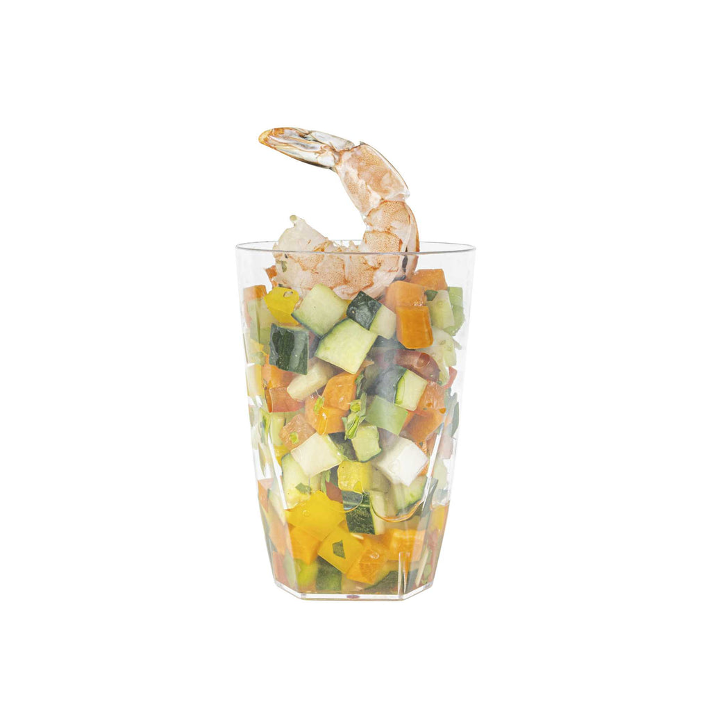 Bev Tek 5 oz Round Clear Plastic Edge Glass - 2 1/4" x 2 1/4" x 3 1/4" - 20 count box