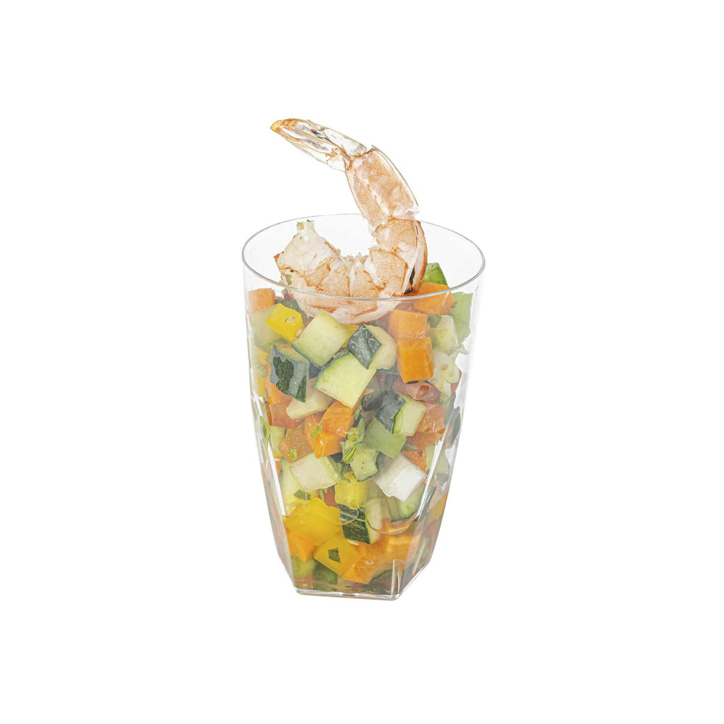 Bev Tek 5 oz Round Clear Plastic Edge Glass - 2 1/4" x 2 1/4" x 3 1/4" - 100 count box