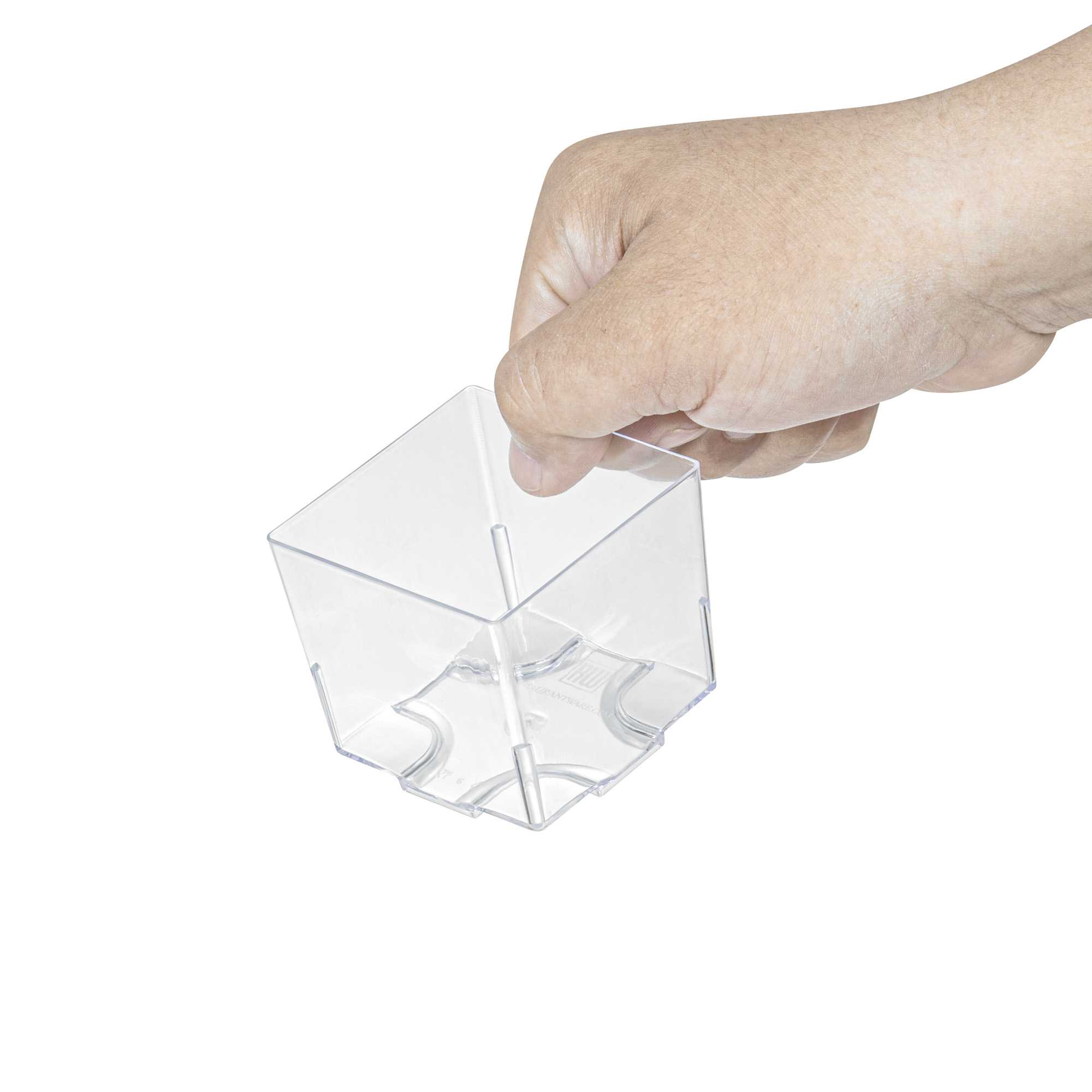 Mini Serve 5 oz Square Clear Plastic Large Quadrato Cube - 2 1/4" x 2 1/4" x 2 1/4" - 20 count box