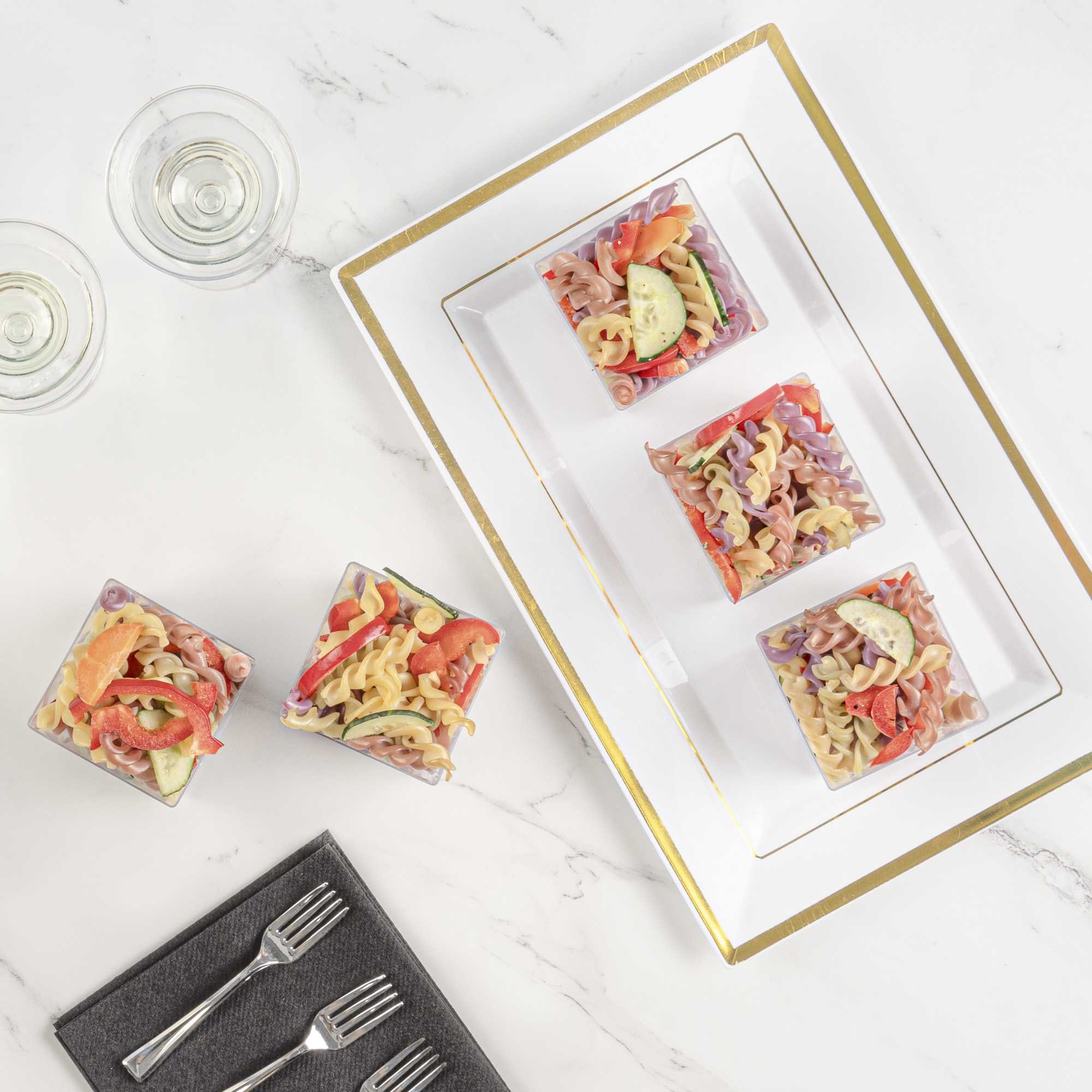 Mini Serve 5 oz Square Clear Plastic Large Quadrato Cube - 2 1/4" x 2 1/4" x 2 1/4" - 20 count box