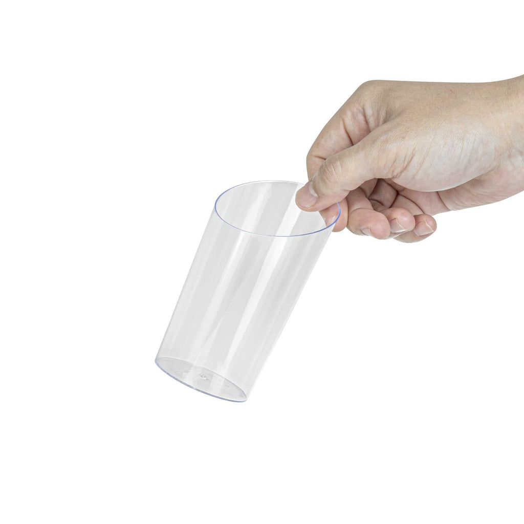 Mini Serve 5 oz Round Clear Plastic Large Incline Tube Glass - 2 1/4" x 2 1/4" x 4 1/4" - 100 count box