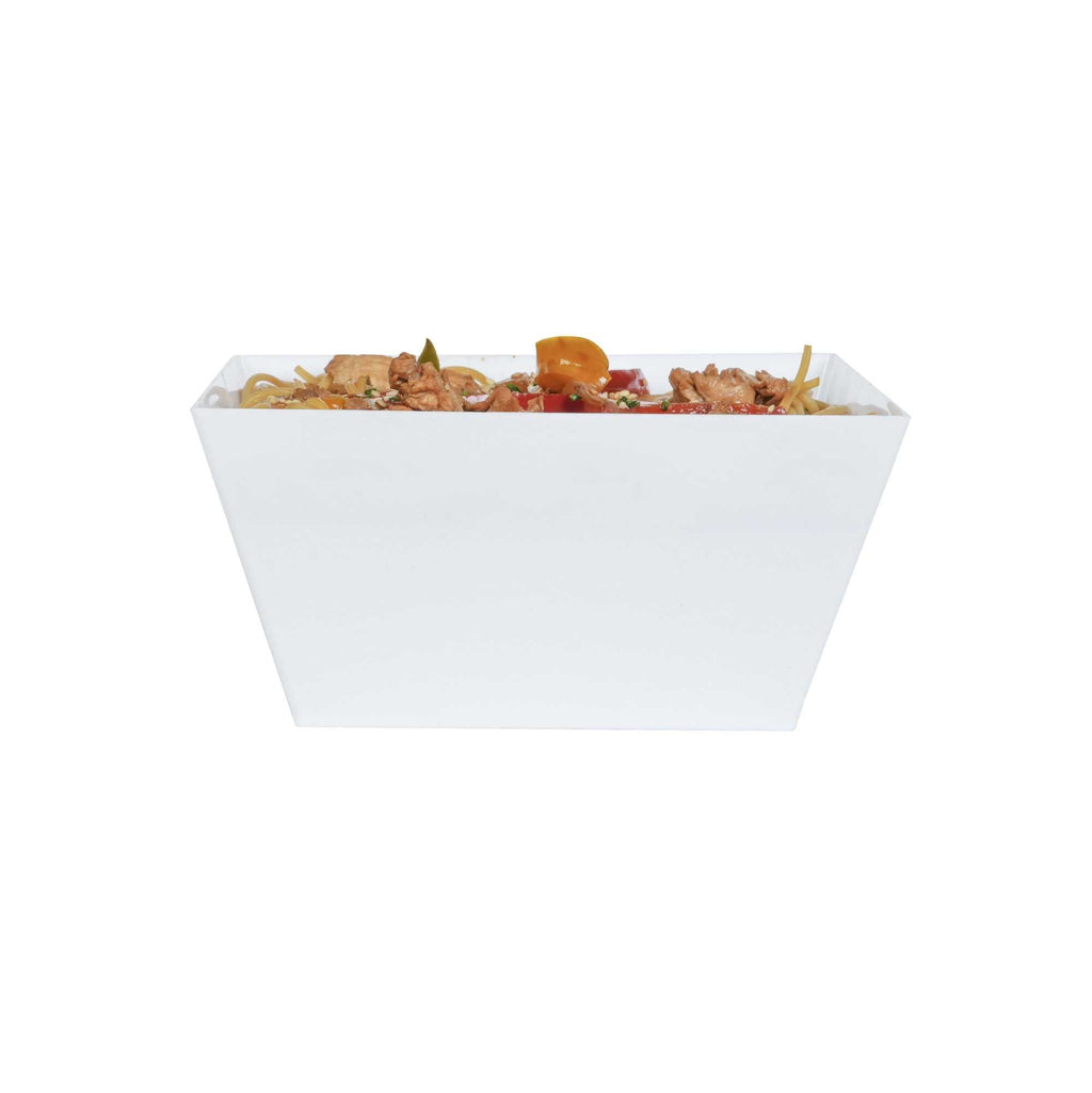 Maxi Serve 18 oz Square White Plastic Medium Modern Bowl - 6 3/4" x 6 3/4" x 3" - 25 count box