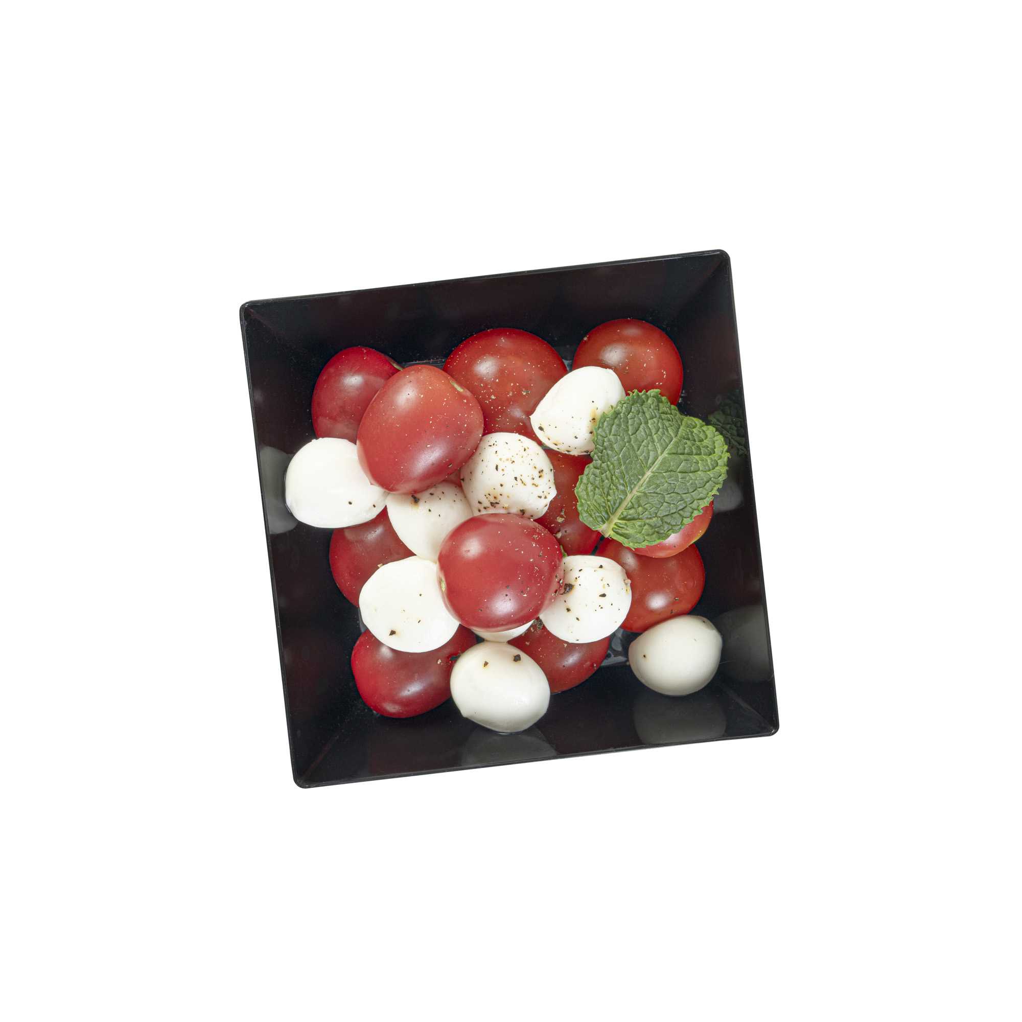Maxi Serve 10 oz Square Black Plastic Small Modern Bowl - 4 1/4" x 4 1/4" x 1 1/2" - 25 count box