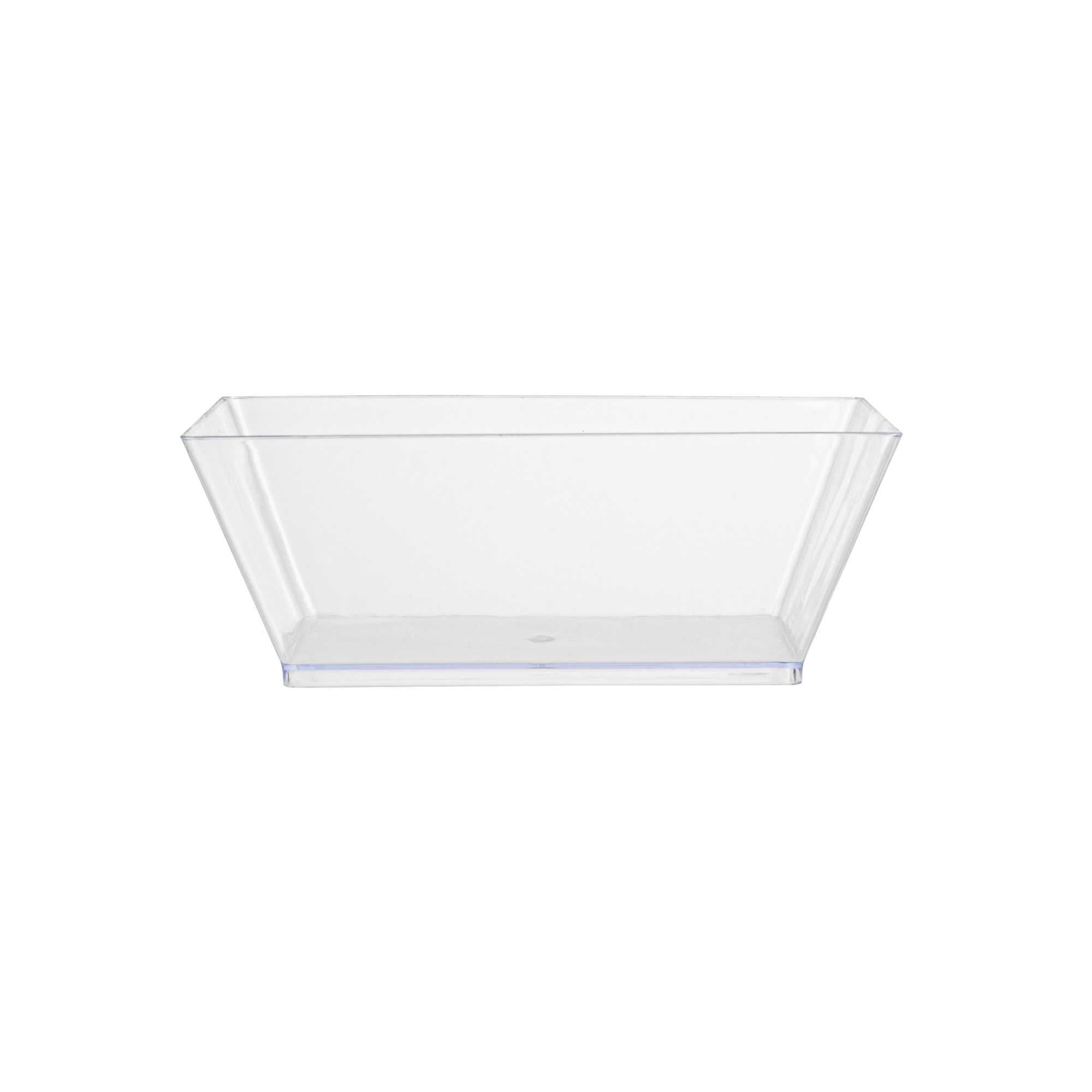 Maxi Serve 10 oz Square Clear Plastic Small Modern Bowl - 4 1/4" x 4 1/4" x 1 1/2" - 25 count box