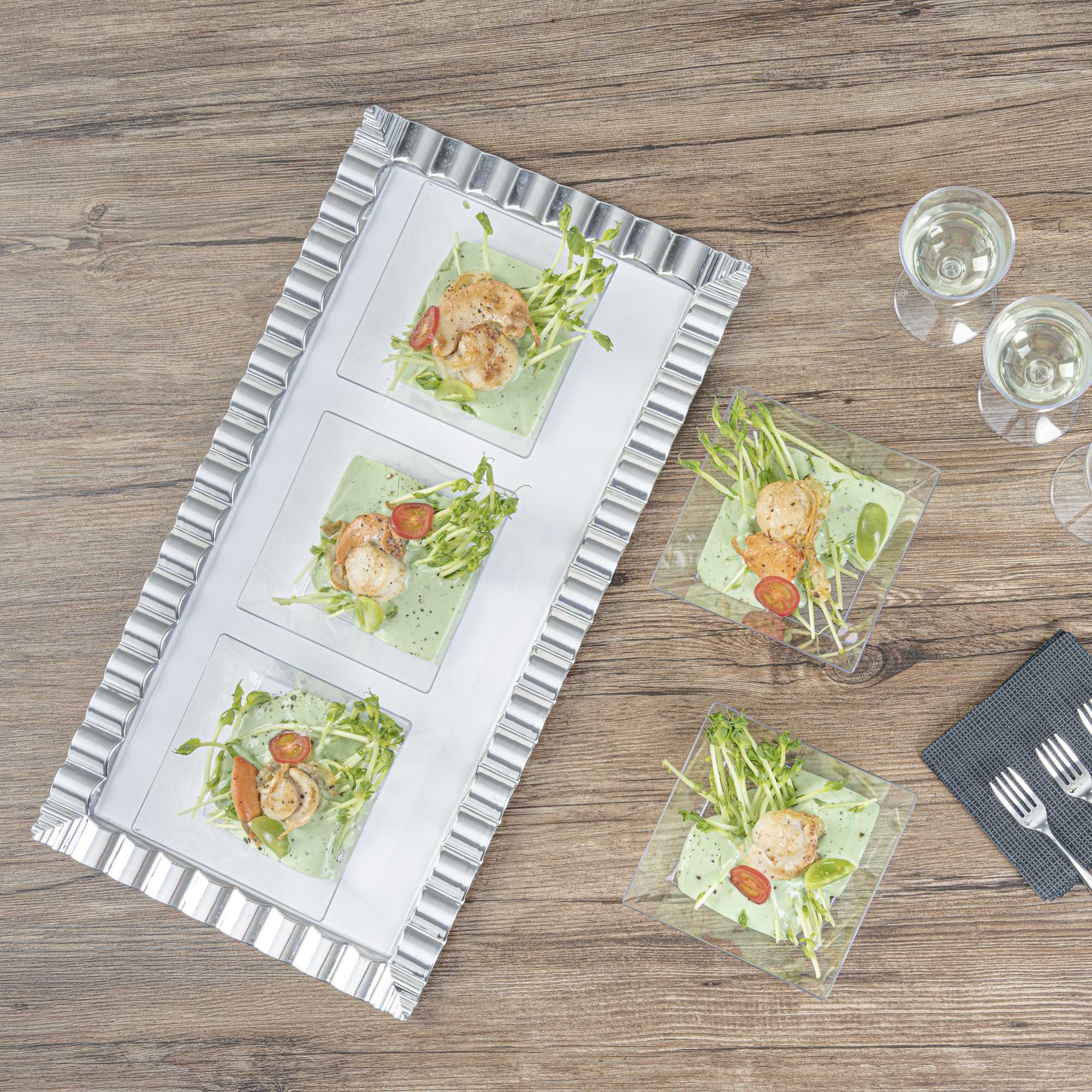Maxi Serve 10 oz Square Clear Plastic Small Modern Bowl - 4 1/4" x 4 1/4" x 1 1/2" - 25 count box