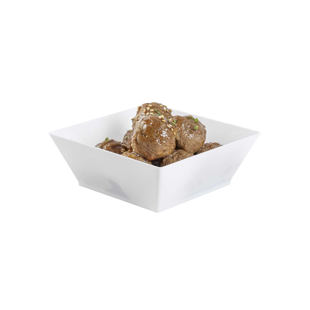 Maxi Serve 10 oz Square White Plastic Small Modern Bowl - 4 1/4" x 4 1/4" x 1 1/2" - 100 count box