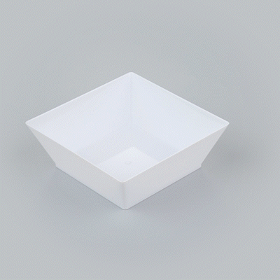 Maxi Serve 10 oz Square White Plastic Small Modern Bowl - 4 1/4" x 4 1/4" x 1 1/2" - 100 count box