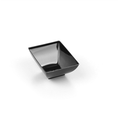 Mini Serve 3 oz Rectangle Black Plastic Small Architetto Bowl - 3 1/4" x 2 1/4" x 1 1/4" - 100 count box
