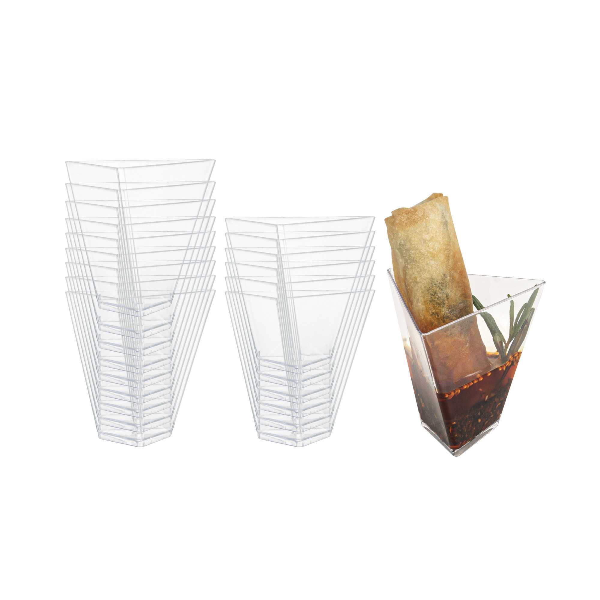 Mini Serve 4 oz Clear Plastic Torcente Dessert Cup - 3" x 2 1/2" x 2 3/4" - 100 count box
