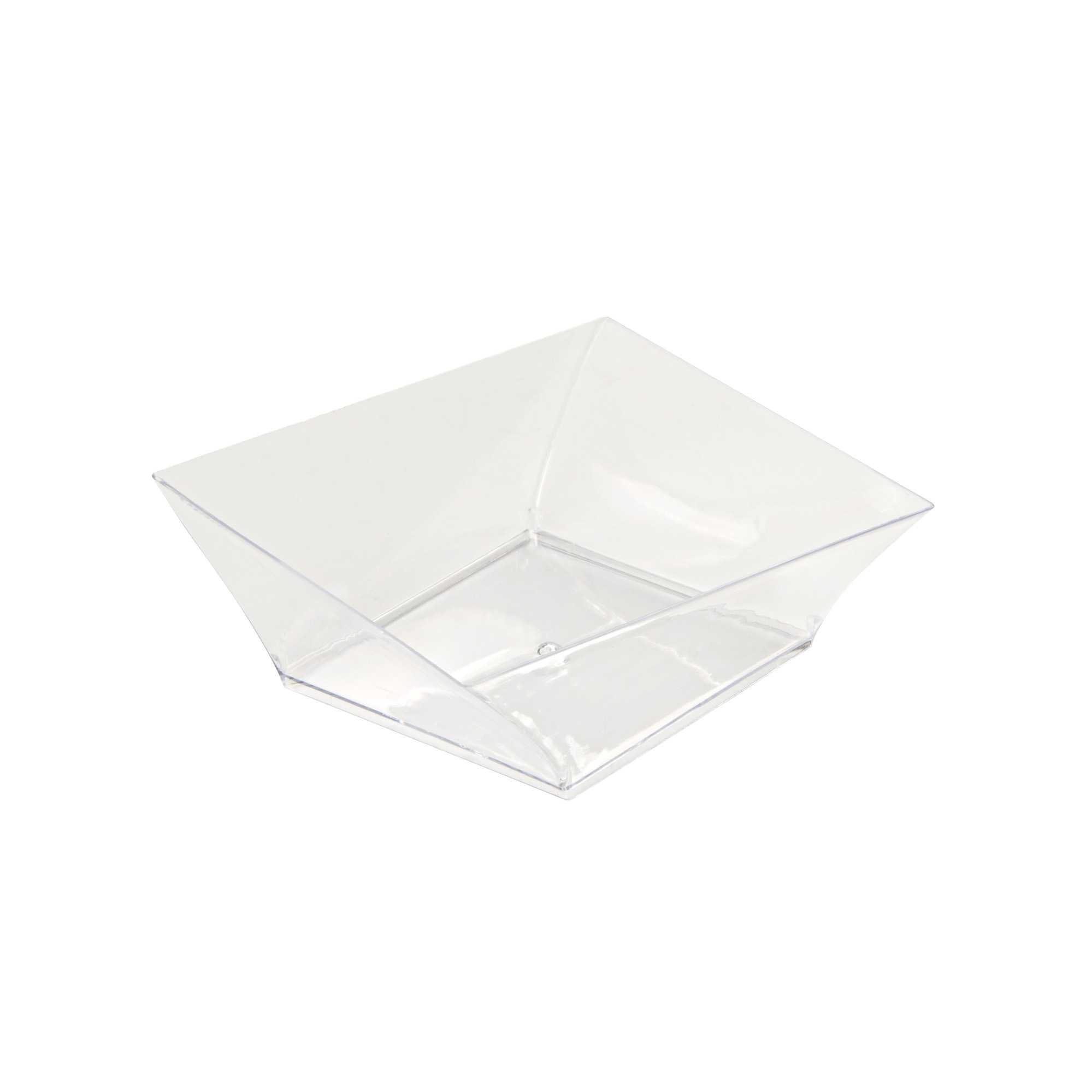 Mini Serve 7 oz Square Clear Plastic Small Girata Bowl - 4" x 4" x 1 1/2" - 100 count box