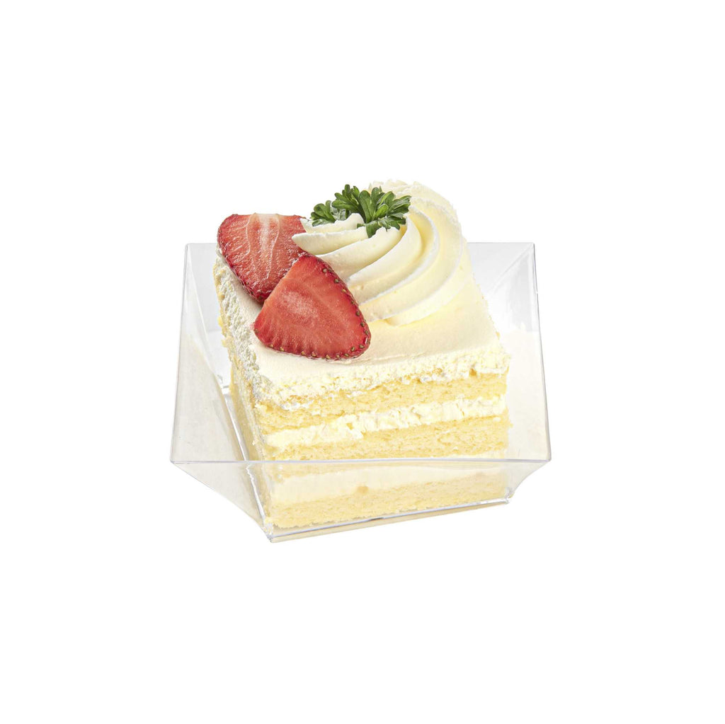 Mini Serve 7 oz Square Clear Plastic Small Girata Bowl - 4" x 4" x 1 1/2" - 100 count box
