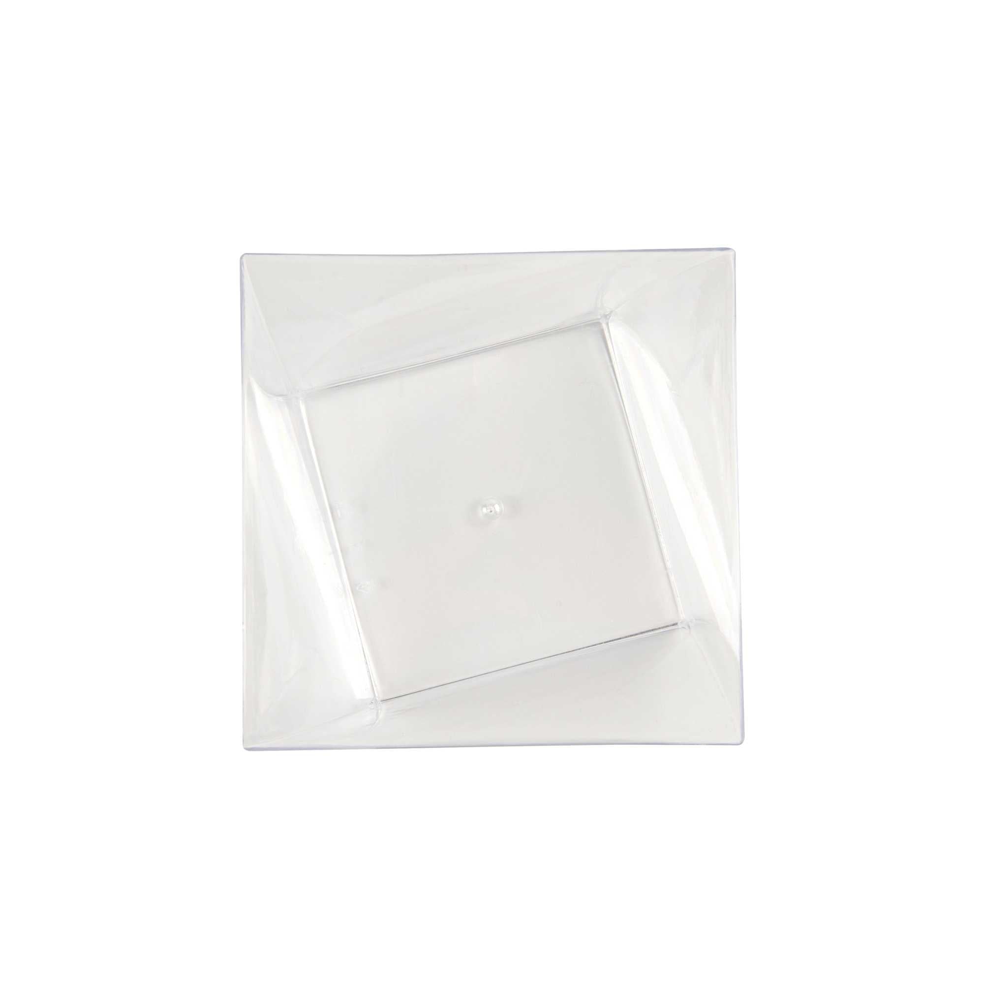 Mini Serve 7 oz Square Clear Plastic Small Girata Bowl - 4" x 4" x 1 1/2" - 100 count box