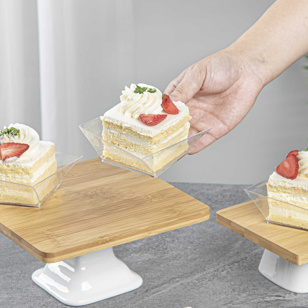 Mini Serve 7 oz Square Clear Plastic Small Girata Bowl - 4" x 4" x 1 1/2" - 100 count box