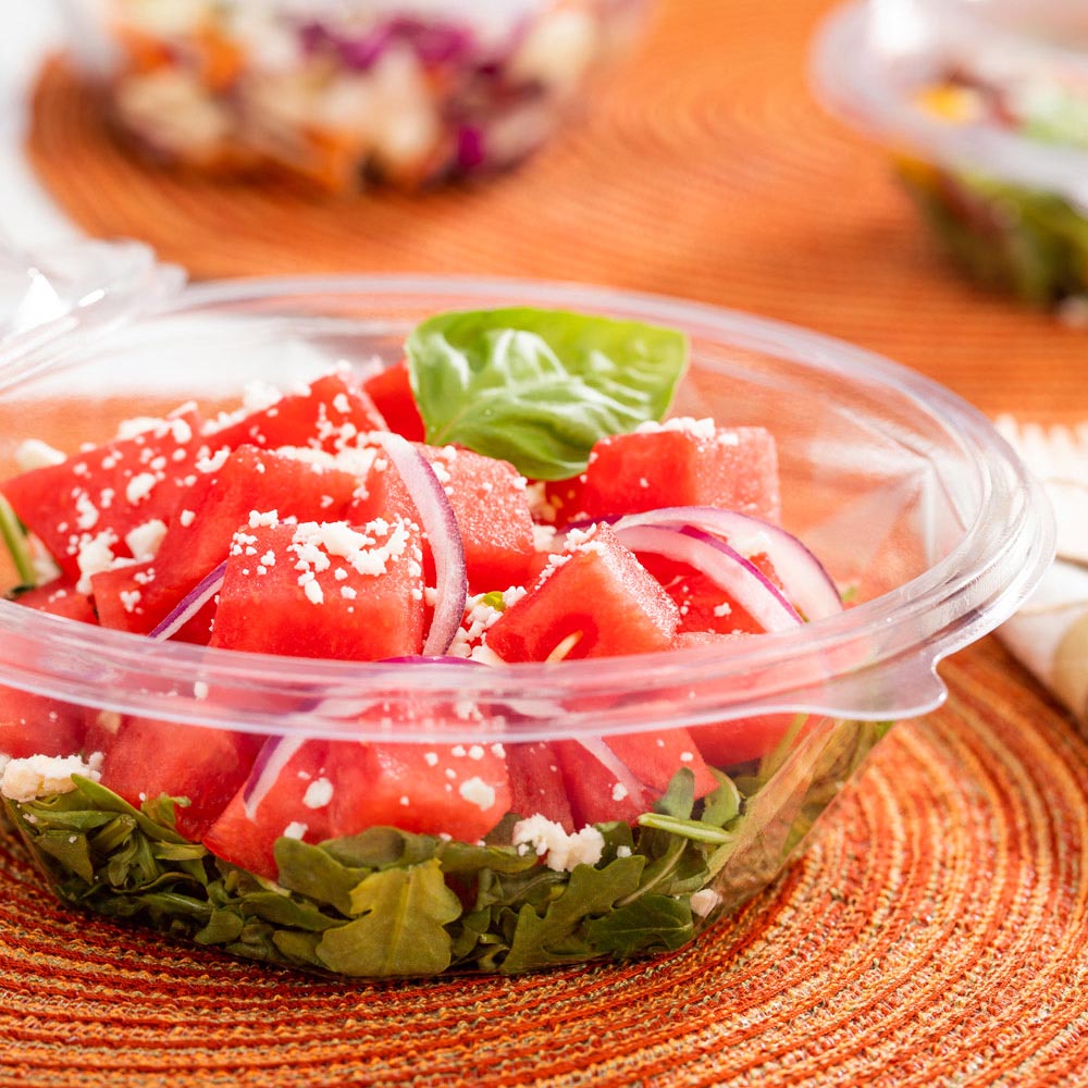 Basic Nature 24 oz Round Clear PLA Plastic To Go Bowl - Compostable - 7" x 7" x 2 1/4" - 500 count box