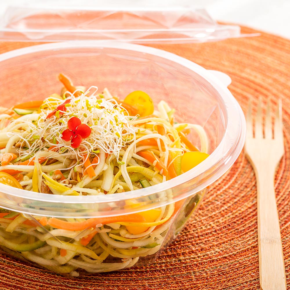 Basic Nature 32 oz Round Clear PLA Plastic To Go Bowl - Compostable - 7" x 7" x 2 3/4" - 500 count box