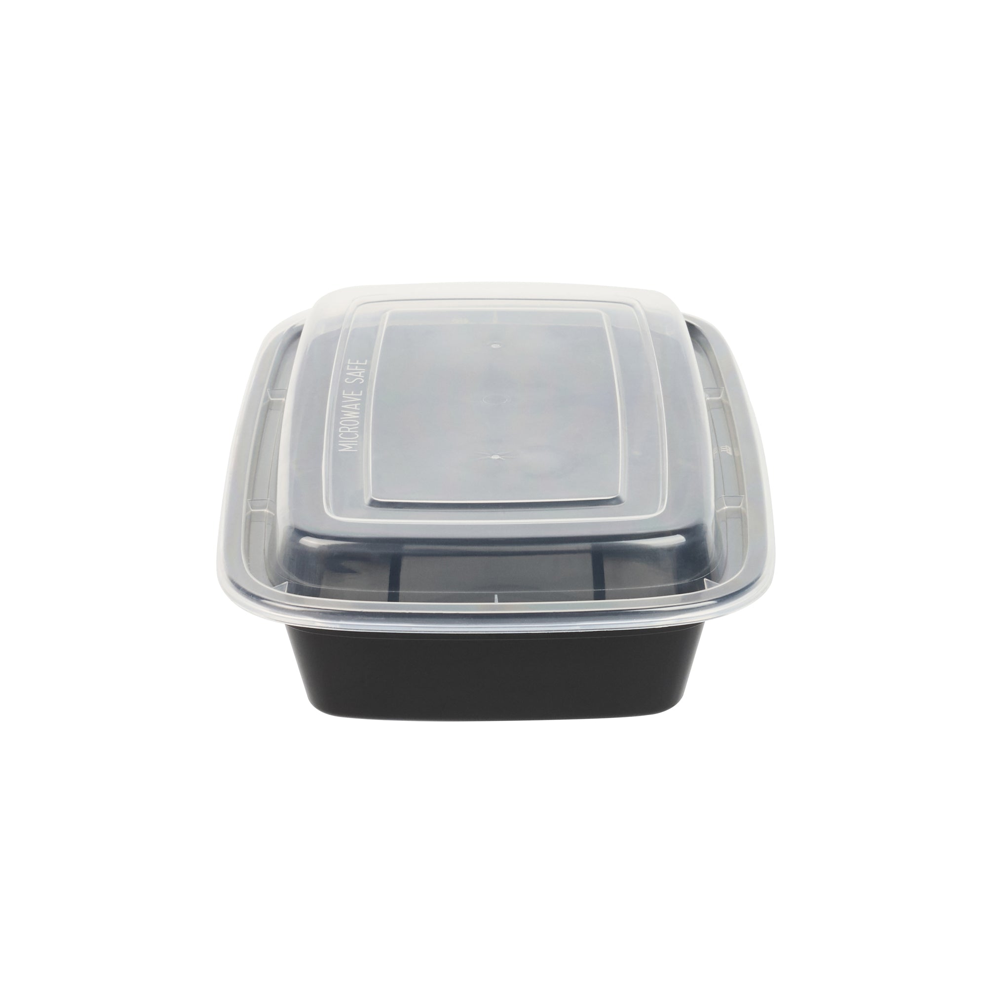 Asporto 24 oz Rectangle Black Plastic To Go Box - with Clear Lid, Microwavable - 8" x 5 1/4" x 1 3/4" - 100 count box