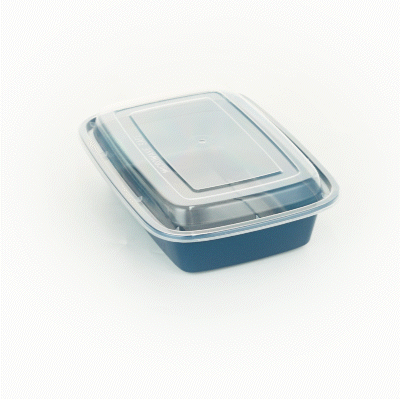 Asporto 24 oz Rectangle Midnight Blue Plastic To Go Box - with Clear Lid, Microwavable - 8" x 5 1/4" x 1 3/4" - 100 count box