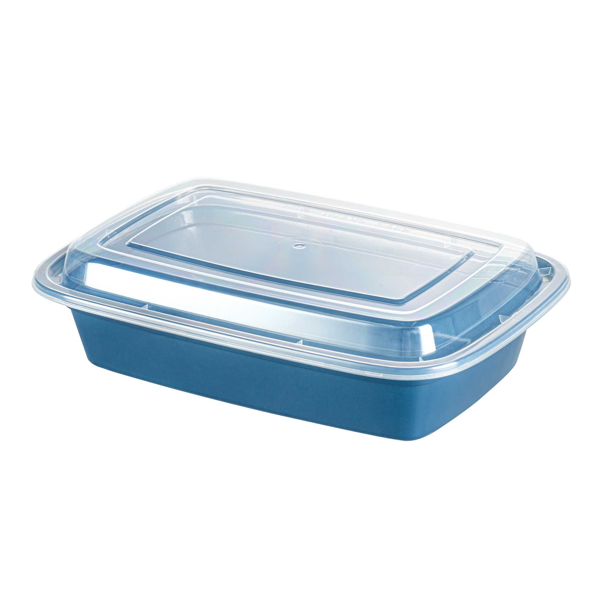 Asporto 24 oz Rectangle Midnight Blue Plastic To Go Box - with Clear Lid, Microwavable - 8" x 5 1/4" x 1 3/4" - 100 count box