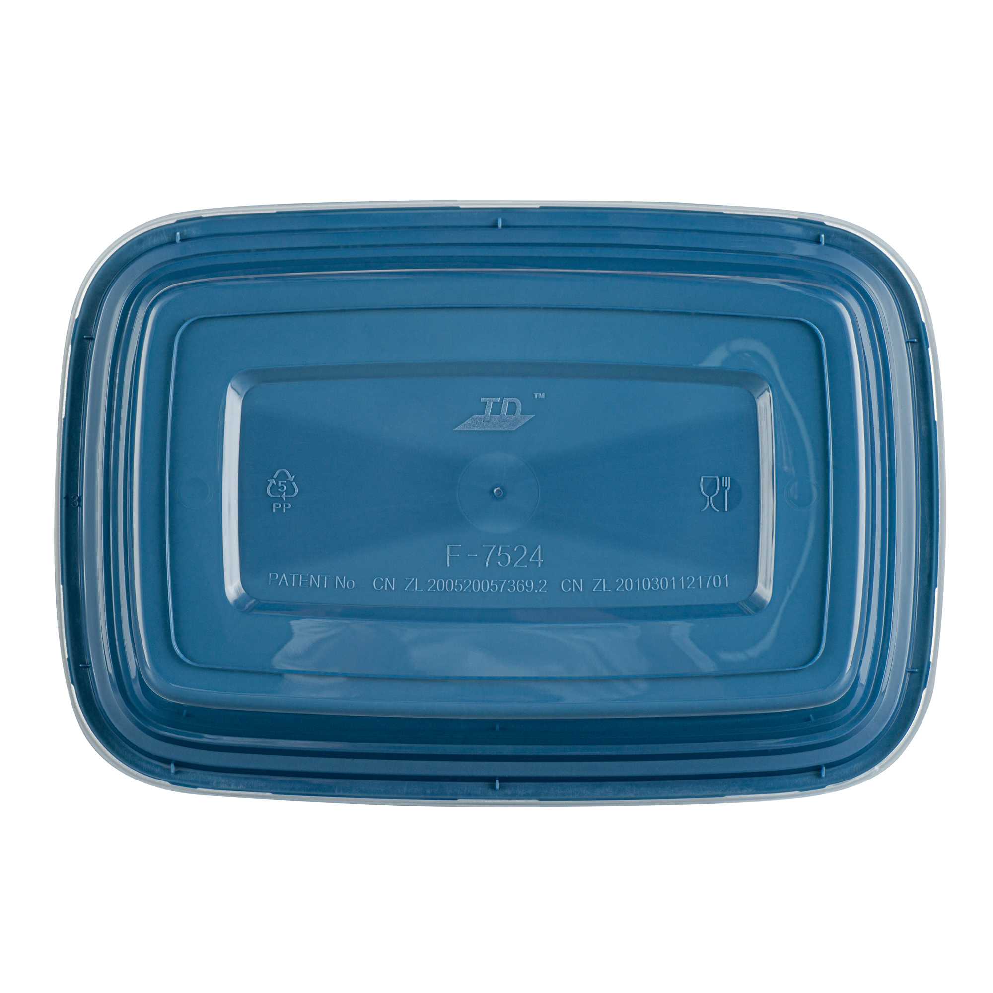Asporto 24 oz Rectangle Midnight Blue Plastic To Go Box - with Clear Lid, Microwavable - 8" x 5 1/4" x 1 3/4" - 100 count box