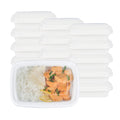 Asporto 24 oz Rectangle White Plastic To Go Box - with Clear Lid, Microwavable - 8" x 5 1/4" x 1 3/4" - 50 count box