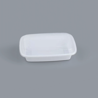 Asporto 24 oz Rectangle White Plastic To Go Box - with Clear Lid, Microwavable - 8" x 5 1/4" x 1 3/4" - 50 count box