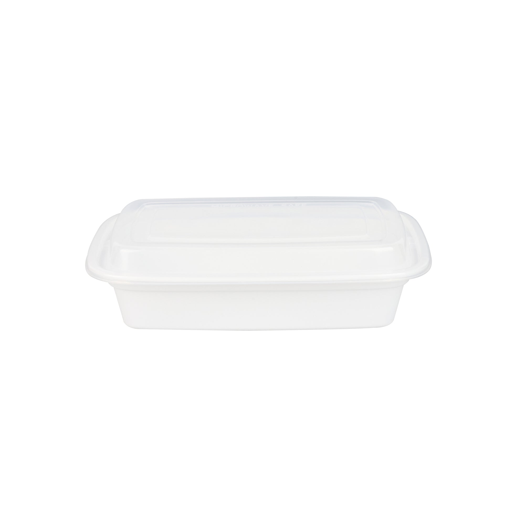 Asporto 24 oz Rectangle White Plastic To Go Box - with Clear Lid, Microwavable - 8" x 5 1/4" x 1 3/4" - 50 count box