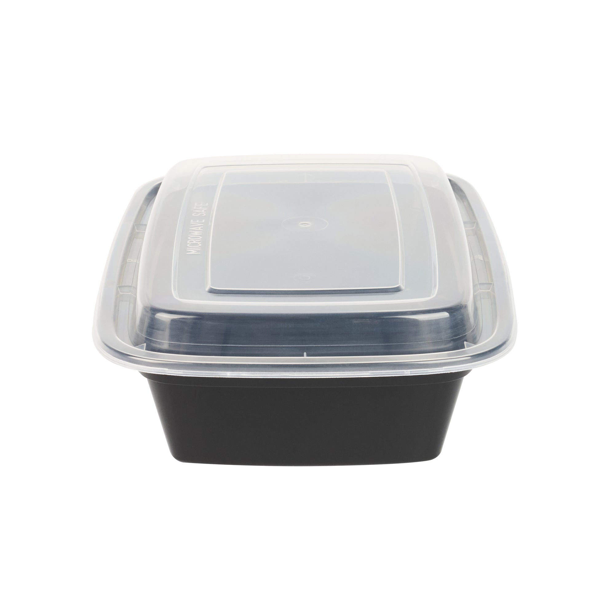 Asporto 38 oz Rectangle Black Plastic To Go Box - with Clear Lid, Microwavable - 8 3/4" x 6" x 2" - 50 count box