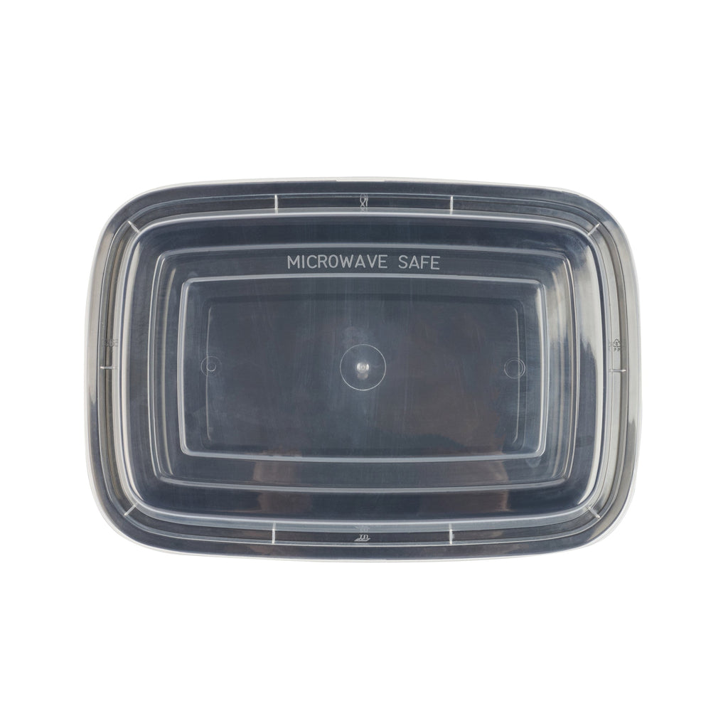 Asporto 38 oz Rectangle Black Plastic To Go Box - with Clear Lid, Microwavable - 8 3/4" x 6" x 2" - 50 count box