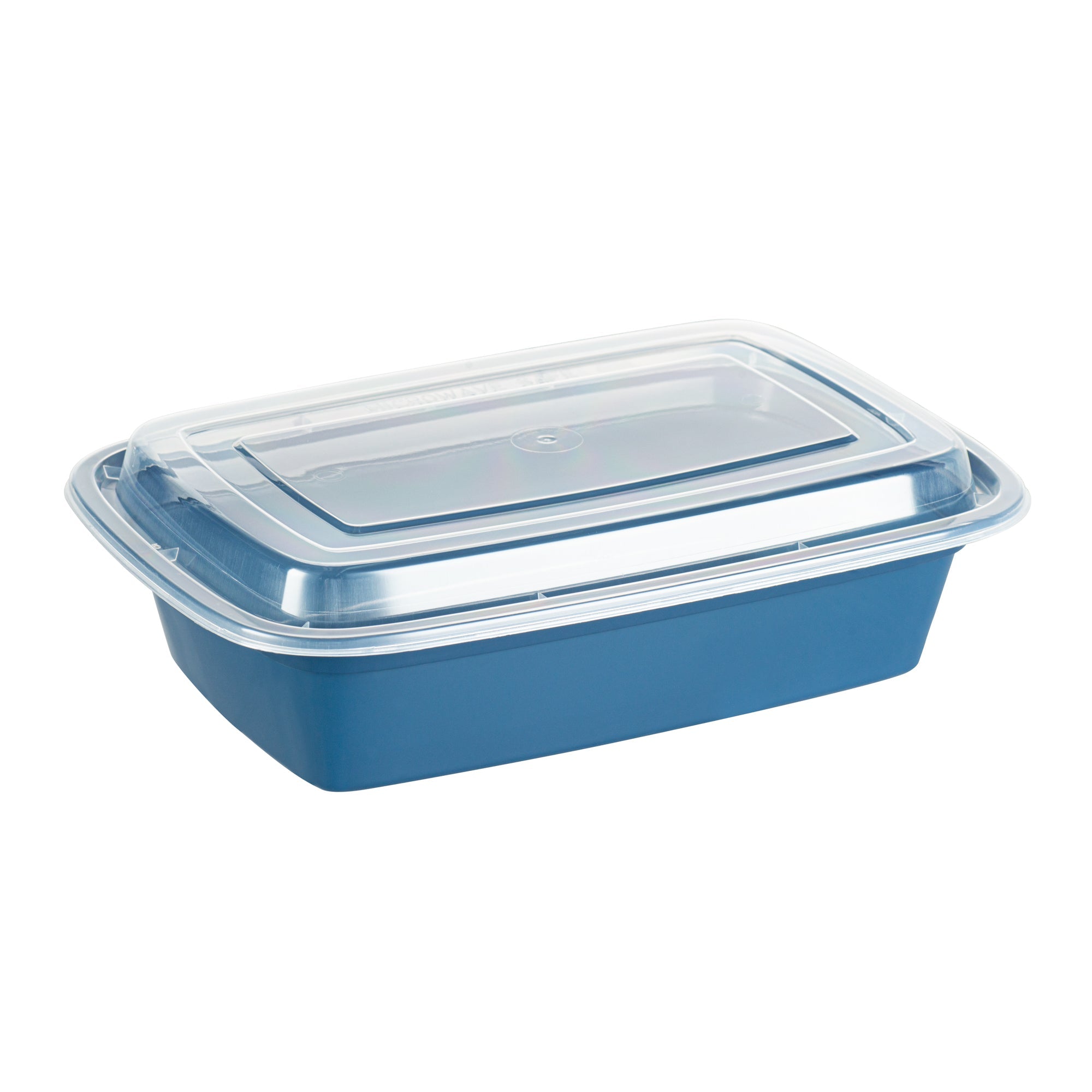 Asporto 38 oz Rectangle Midnight Blue Plastic To Go Box - with Clear Lid, Microwavable - 8 3/4" x 6" x 2" - 100 count box