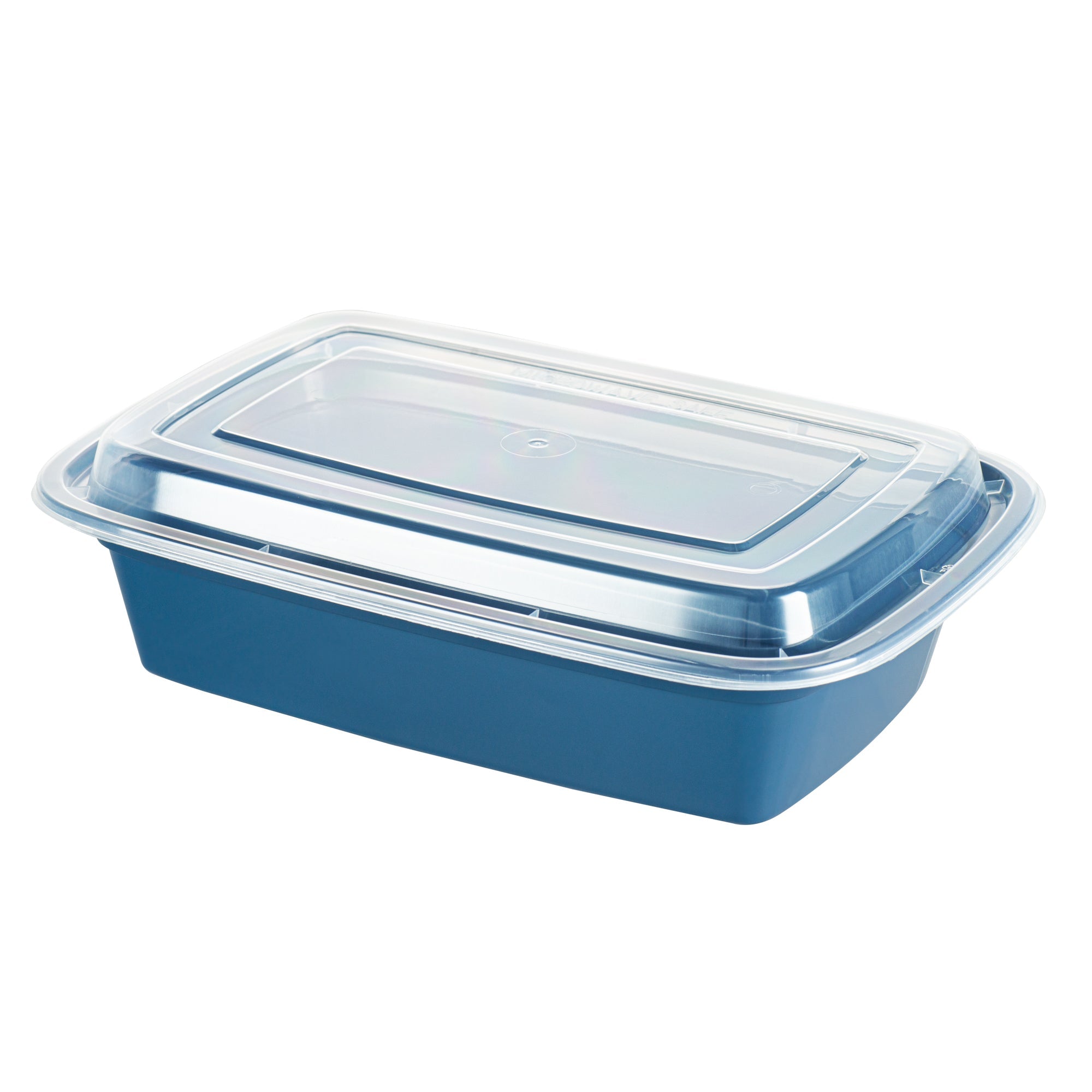 Asporto 38 oz Rectangle Midnight Blue Plastic To Go Box - with Clear Lid, Microwavable - 8 3/4" x 6" x 2" - 100 count box