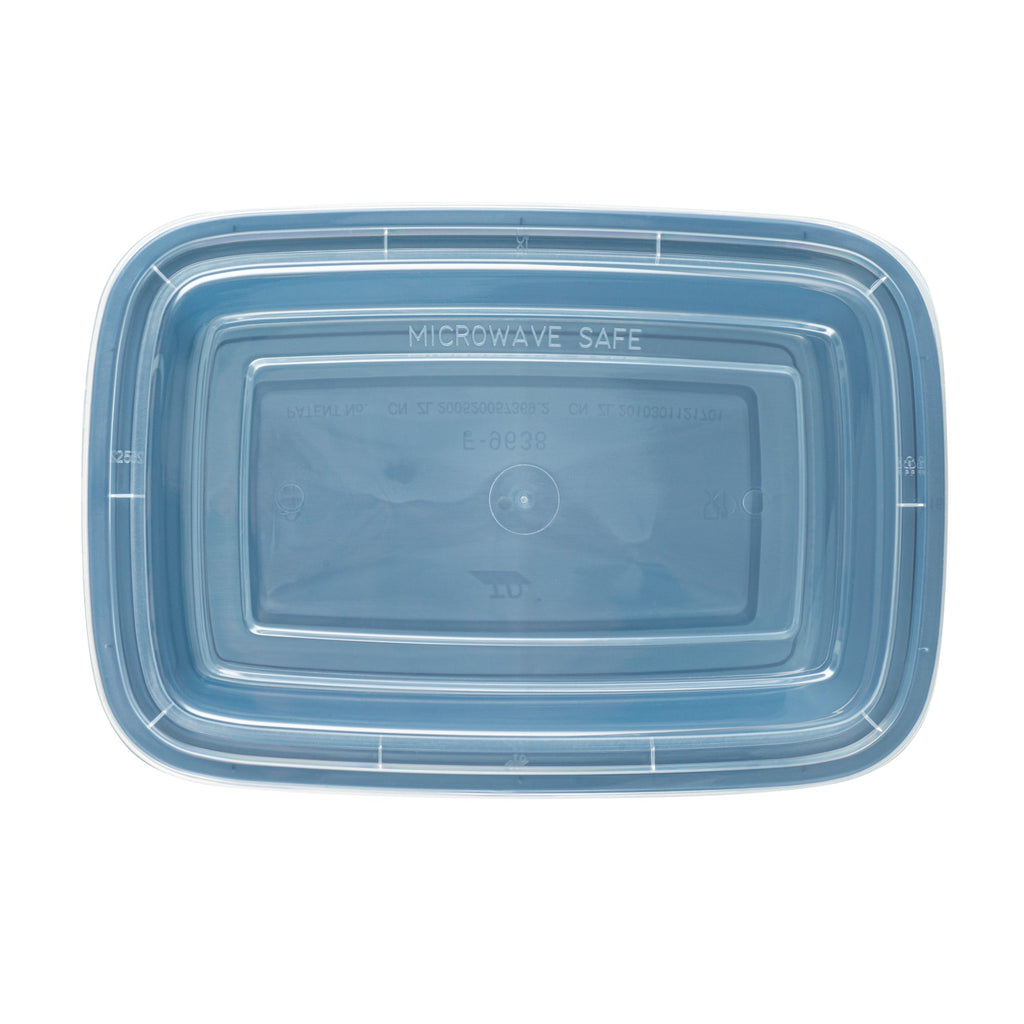 Asporto 38 oz Rectangle Midnight Blue Plastic To Go Box - with Clear Lid, Microwavable - 8 3/4" x 6" x 2" - 100 count box