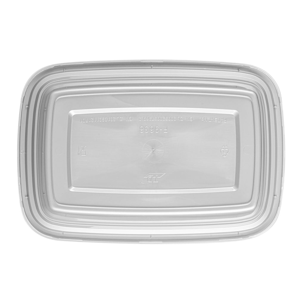 Asporto 38 oz Rectangle Silver Plastic To Go Box - with Clear Lid, Microwavable - 8 3/4" x 6" x 2" - 100 count box
