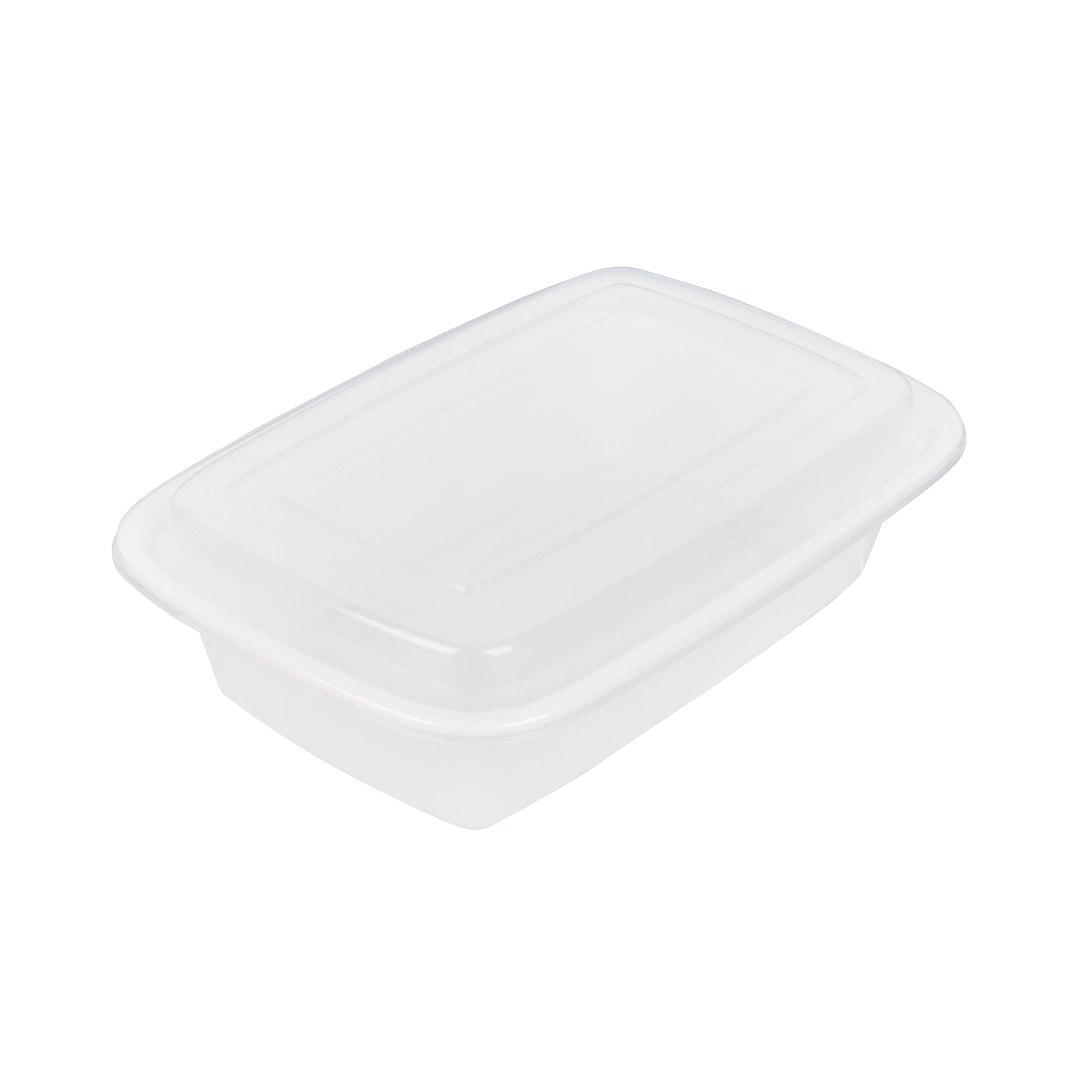Asporto 38 oz Rectangle White Plastic To Go Box - with Clear Lid, Microwavable - 8 3/4" x 6" x 2" - 50 count box
