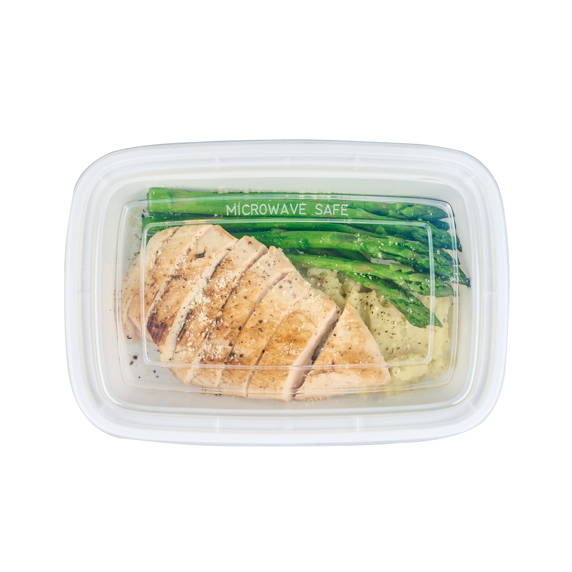 Asporto 38 oz Rectangle White Plastic To Go Box - with Clear Lid, Microwavable - 8 3/4" x 6" x 2" - 50 count box