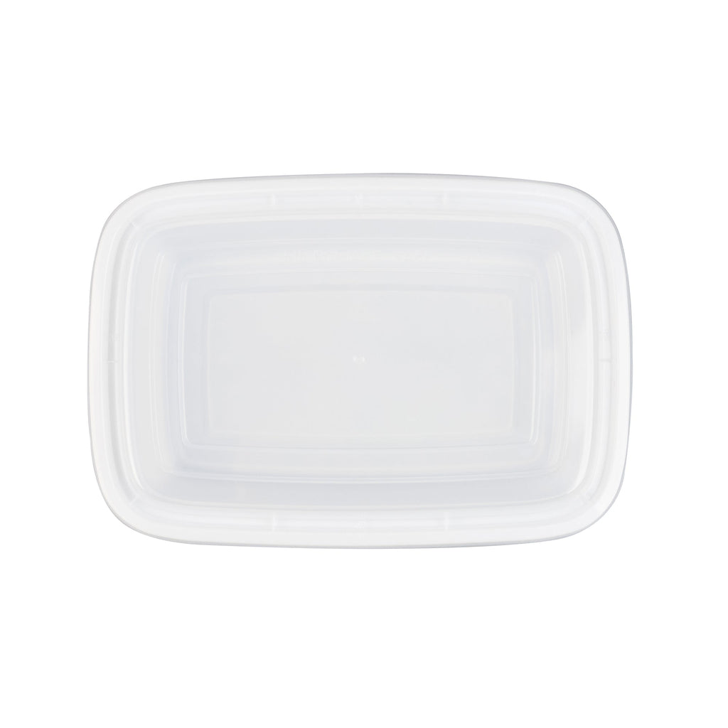 Asporto 38 oz Rectangle White Plastic To Go Box - with Clear Lid, Microwavable - 8 3/4" x 6" x 2" - 100 count box