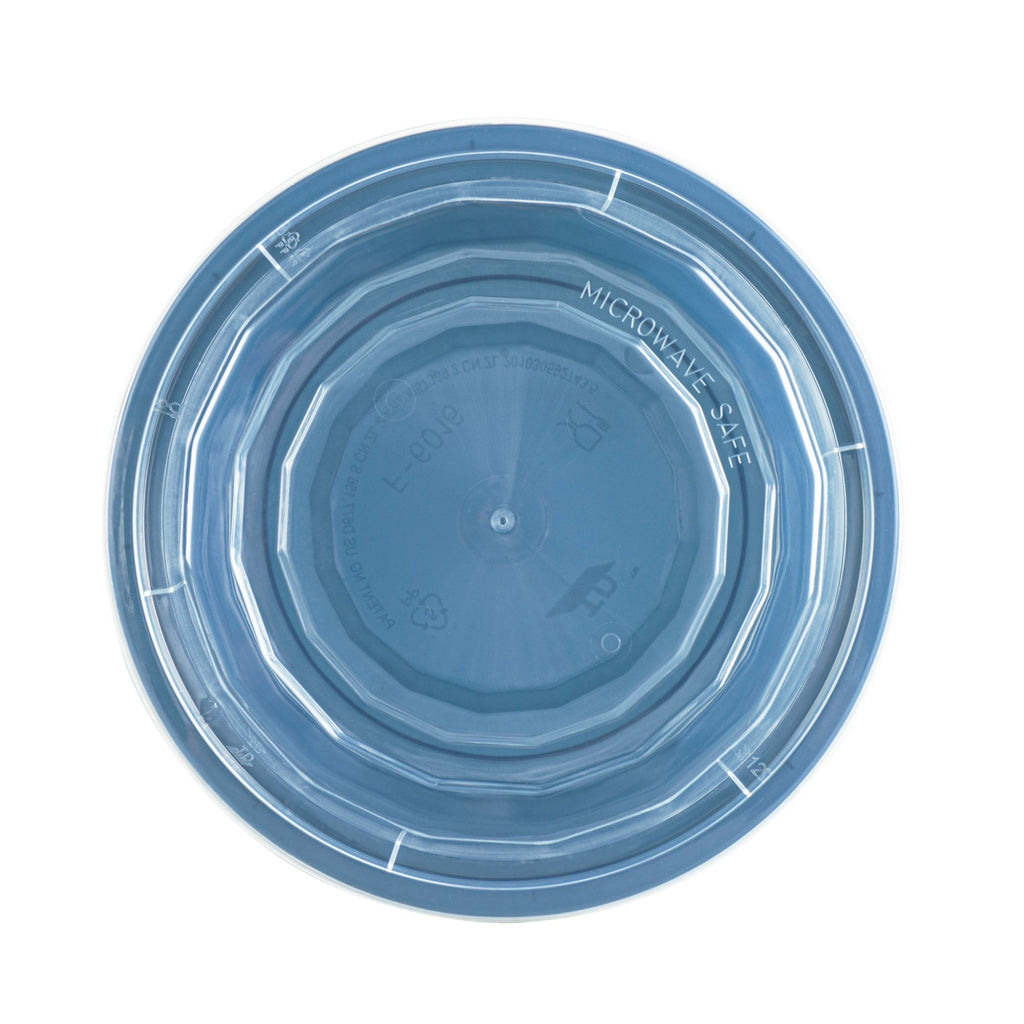 Asporto 16 oz Round Midnight Blue Plastic To Go Box - with Clear Lid, Microwavable - 6 1/4" x 6 1/4" x 1 3/4" - 100 count box