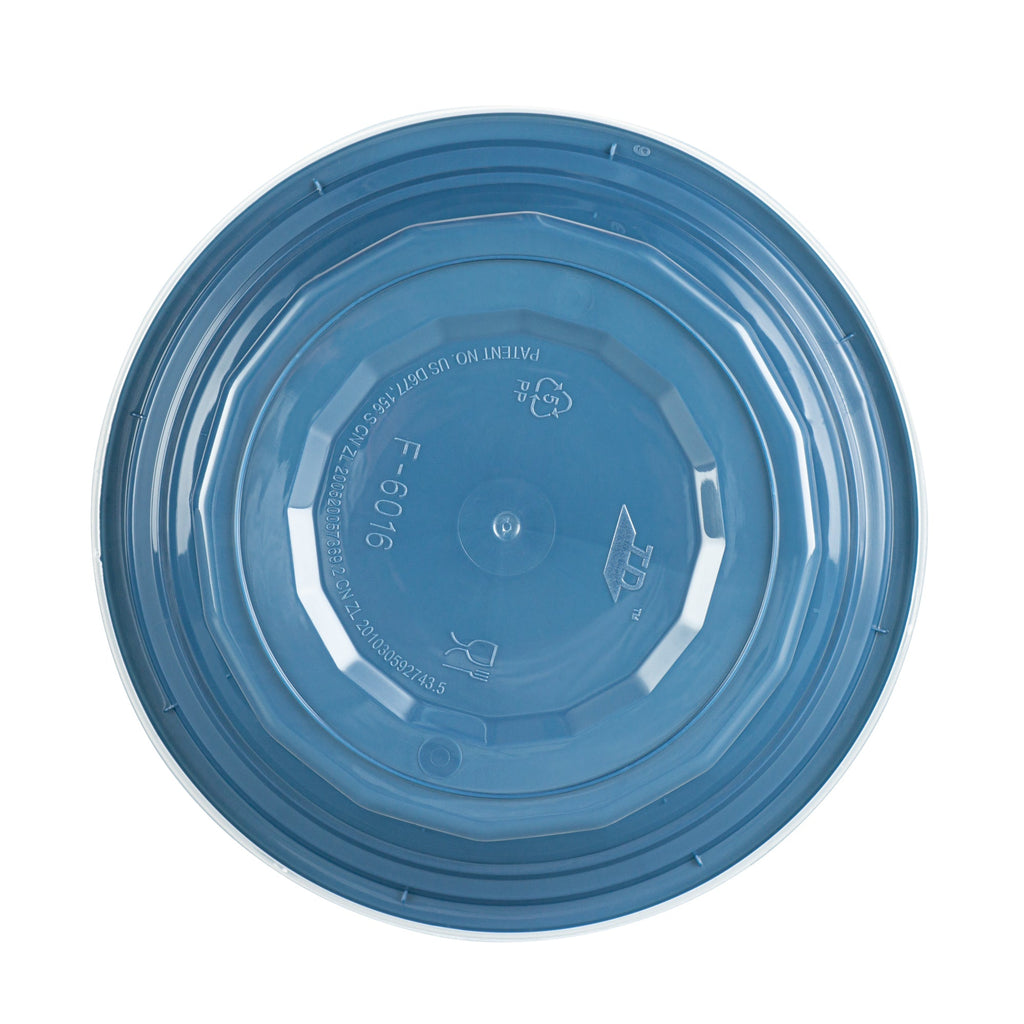 Asporto 16 oz Round Midnight Blue Plastic To Go Box - with Clear Lid, Microwavable - 6 1/4" x 6 1/4" x 1 3/4" - 100 count box