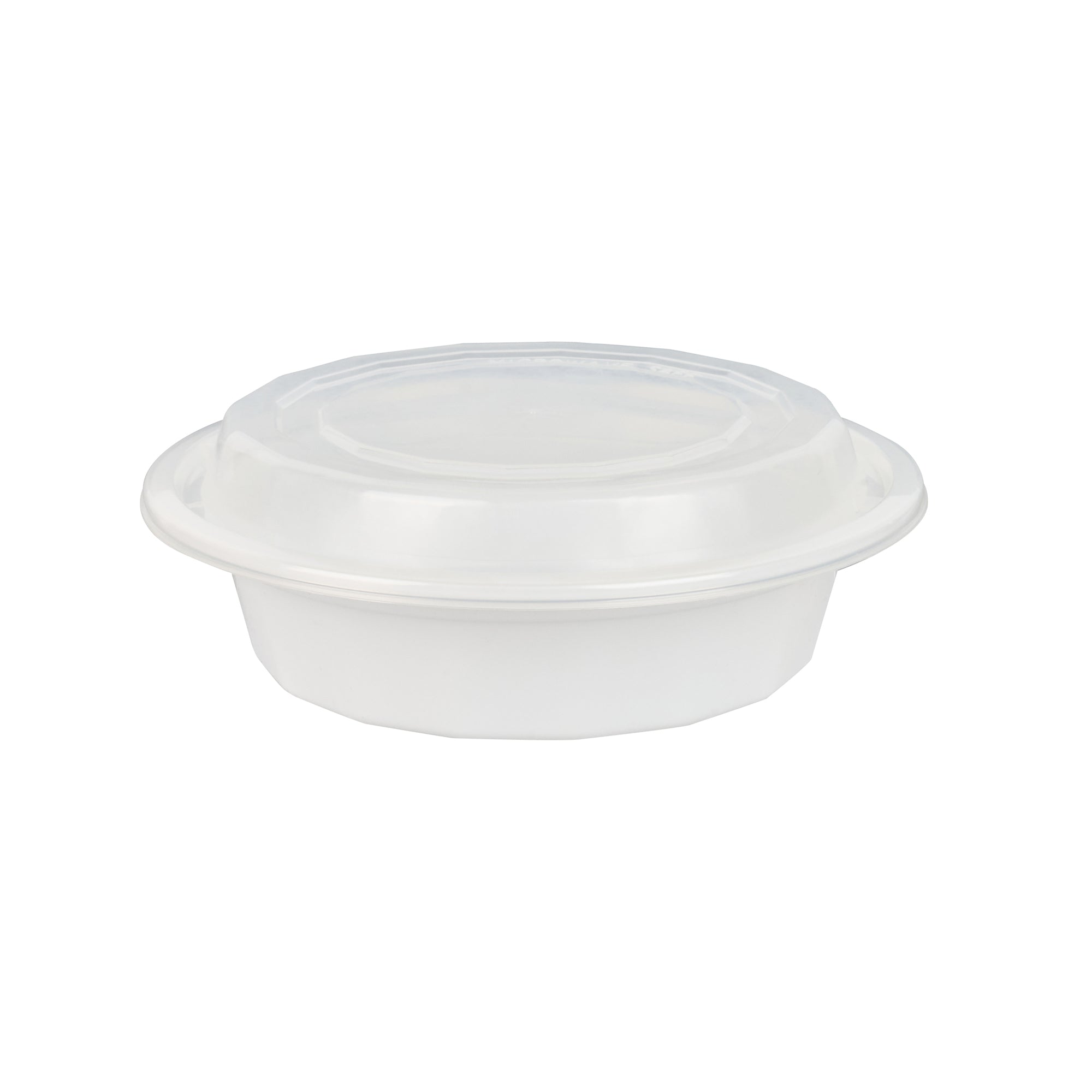 Asporto 16 oz Round White Plastic To Go Box - with Clear Lid, Microwavable - 6 1/4" x 6 1/4" x 1 3/4" - 50 count box