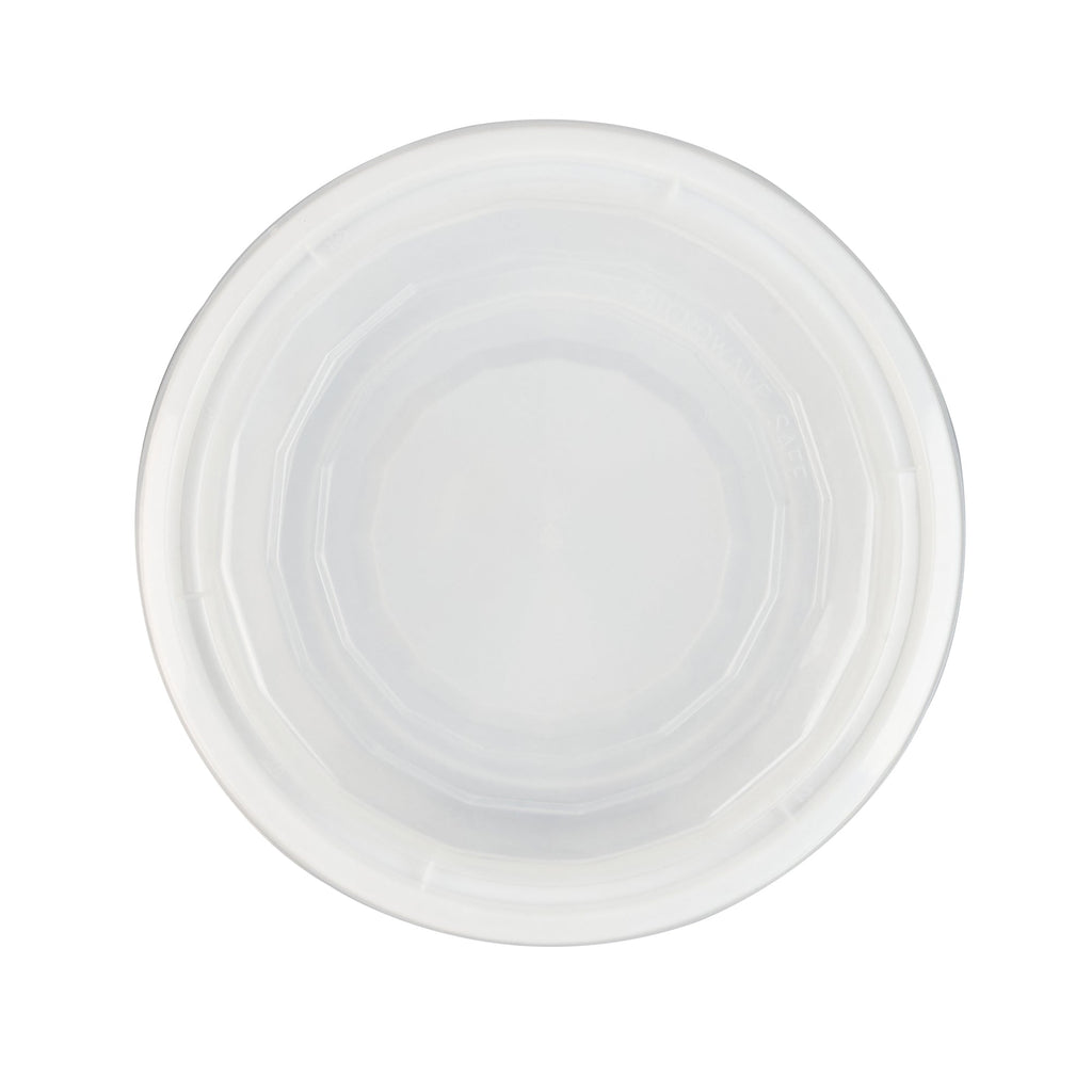 Asporto 16 oz Round White Plastic To Go Box - with Clear Lid, Microwavable - 6 1/4" x 6 1/4" x 1 3/4" - 50 count box