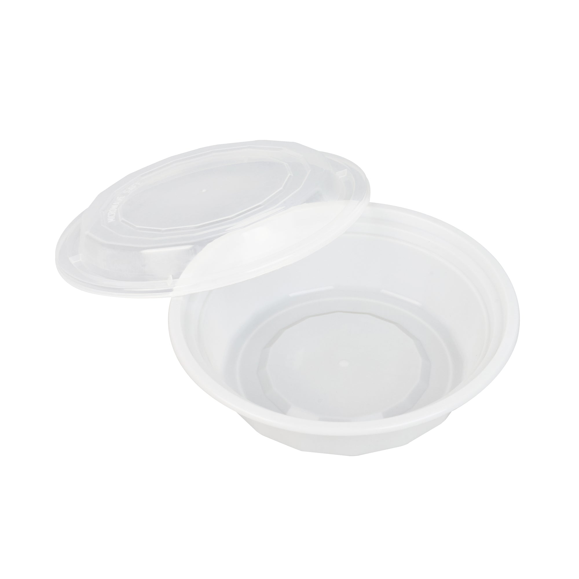Asporto 16 oz Round White Plastic To Go Box - with Clear Lid, Microwavable - 6 1/4" x 6 1/4" x 1 3/4" - 100 count box