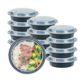 Asporto 24 oz Round Black Plastic To Go Box - with Clear Lid, Microwavable - 7 1/4" x 7 1/4" x 1 1/2" - 50 count box