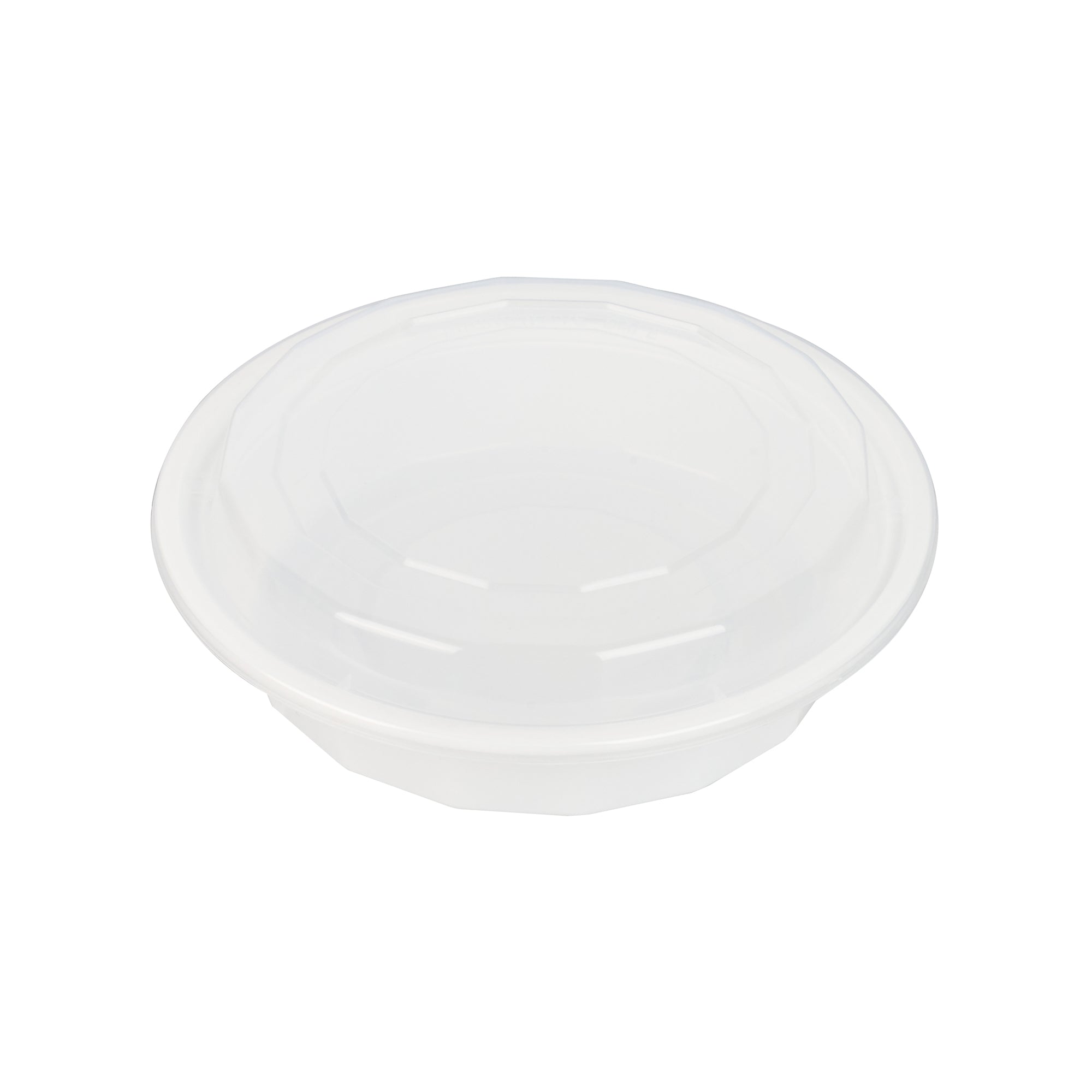 Asporto 24 oz Round White Plastic To Go Box - with Clear Lid, Microwavable - 7 1/4" x 7 1/4" x 1 1/2" - 100 count box