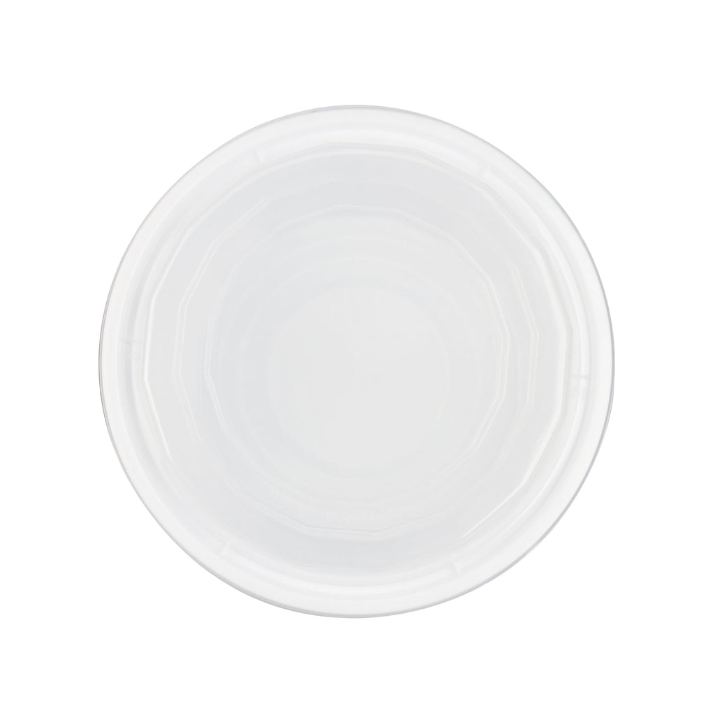 Asporto 32 oz Round White Plastic To Go Box - with Clear Lid, Microwavable - 7 1/4" x 7 1/4" x 3" - 50 count box