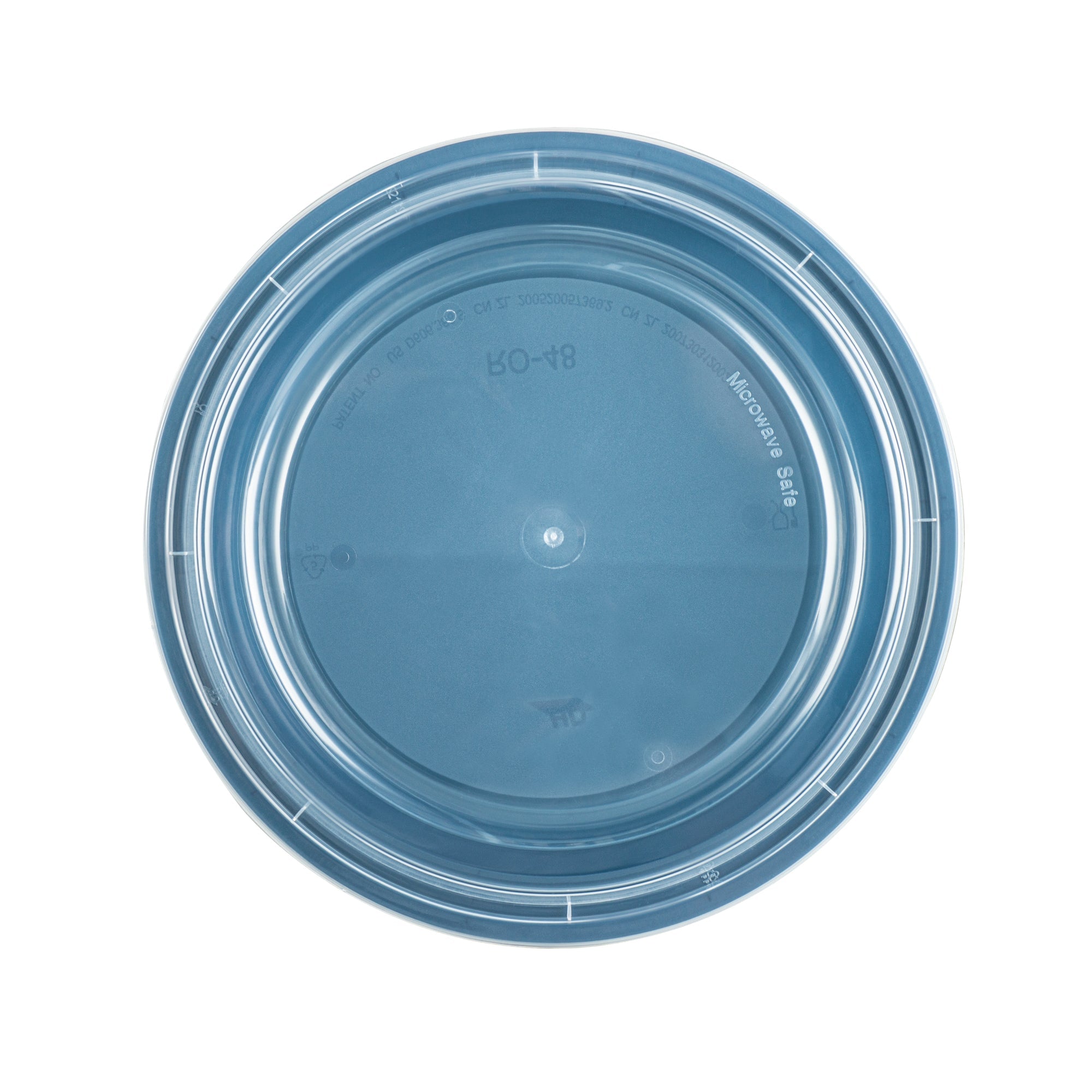 Asporto 48 oz Round Midnight Blue Plastic To Go Box - with Clear Lid, Microwavable - 9" x 9" x 1 3/4" - 100 count box